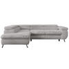ECKSOFA PEDRO L Hellgrau Plüsch - Links Seite - Hellgrau/Schwarz, Textil/Metall (208/273cm) - MKS