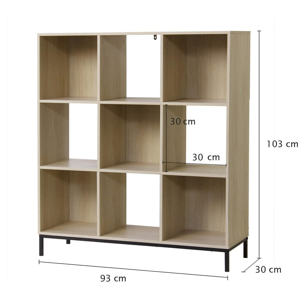 REGAL mit 9 Fächern und Metallfüßen - Apfelbaumfarben, Holzwerkstoff (29.8/103.3/93.5cm) - Calicosy