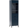 VITRINE Linna mit Schublade 55 cm dunkelblau - Schwarz/Dunkelblau, Holzwerkstoff/Metall (55/196/41cm) - Beautysofa
