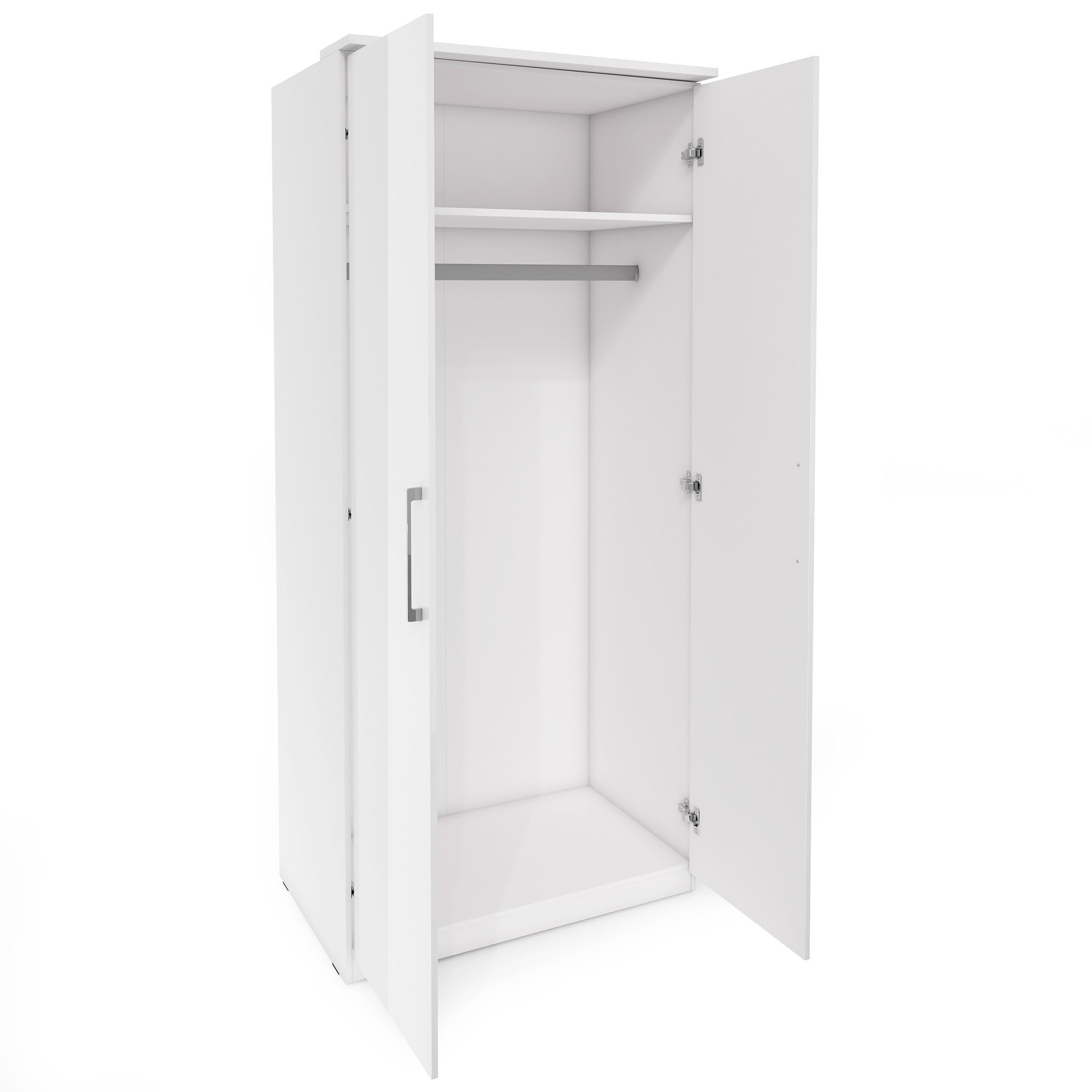 DREHTÜRENSCHRANK OTTIMA 90/217/63 cm 2-türig Weiß - Weiß, Holzwerkstoff (90/217/63cm) - MASSENO