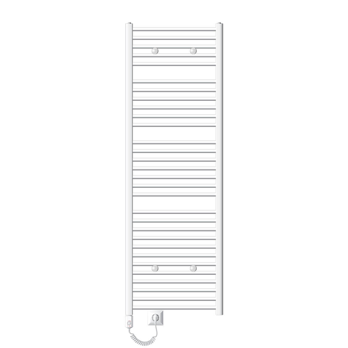 BADHEIZKÖRPER elektrisch Sahara 600x1800 mm Weiß gerade mit Heizstab 900W - Weiß, Metall (3/180/60cm) - LuxeBath