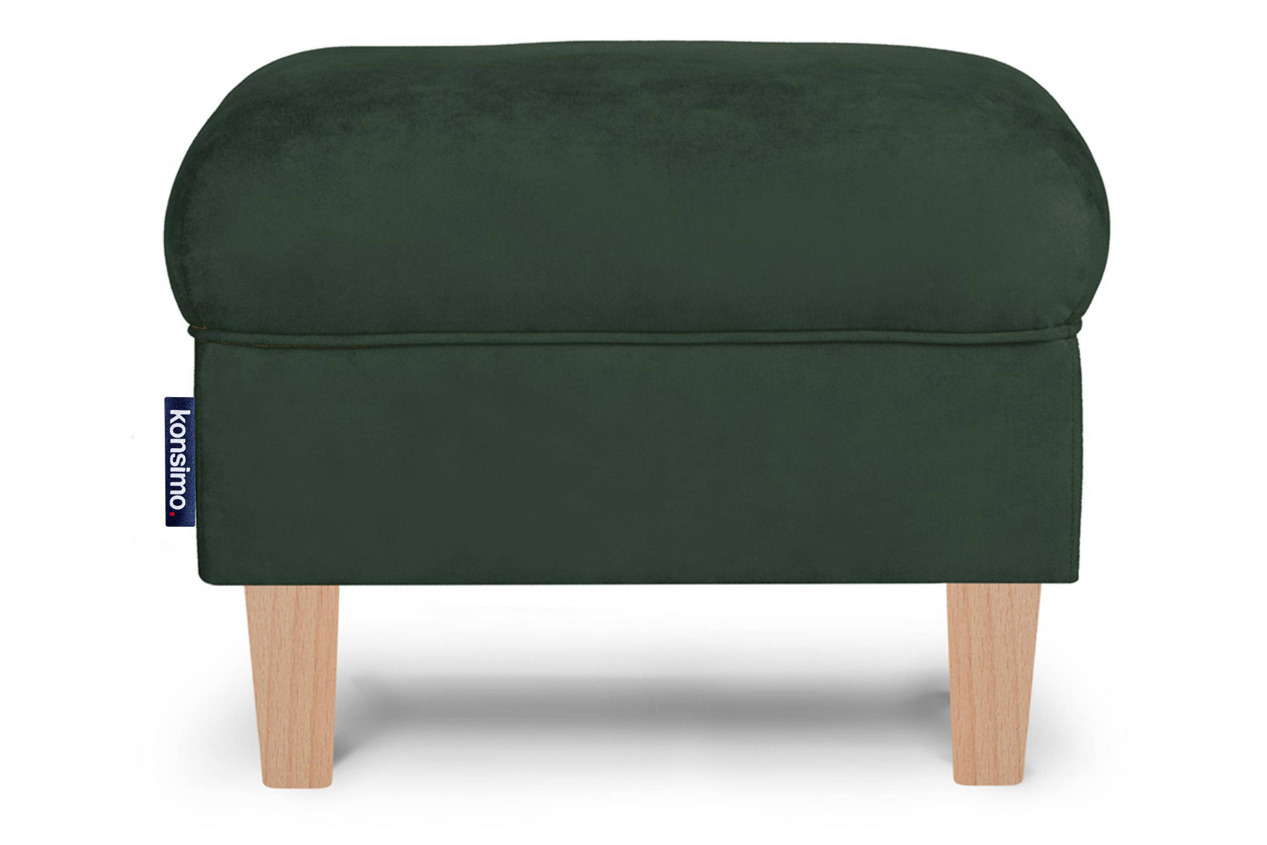 SITZHOCKER MILES Pouffe zeitloses Design und pflegeleichter Stoff, grün - Buchefarben/Grün, Holzwerkstoff/Buchenholz (55/42/40cm) - KONSIMO®