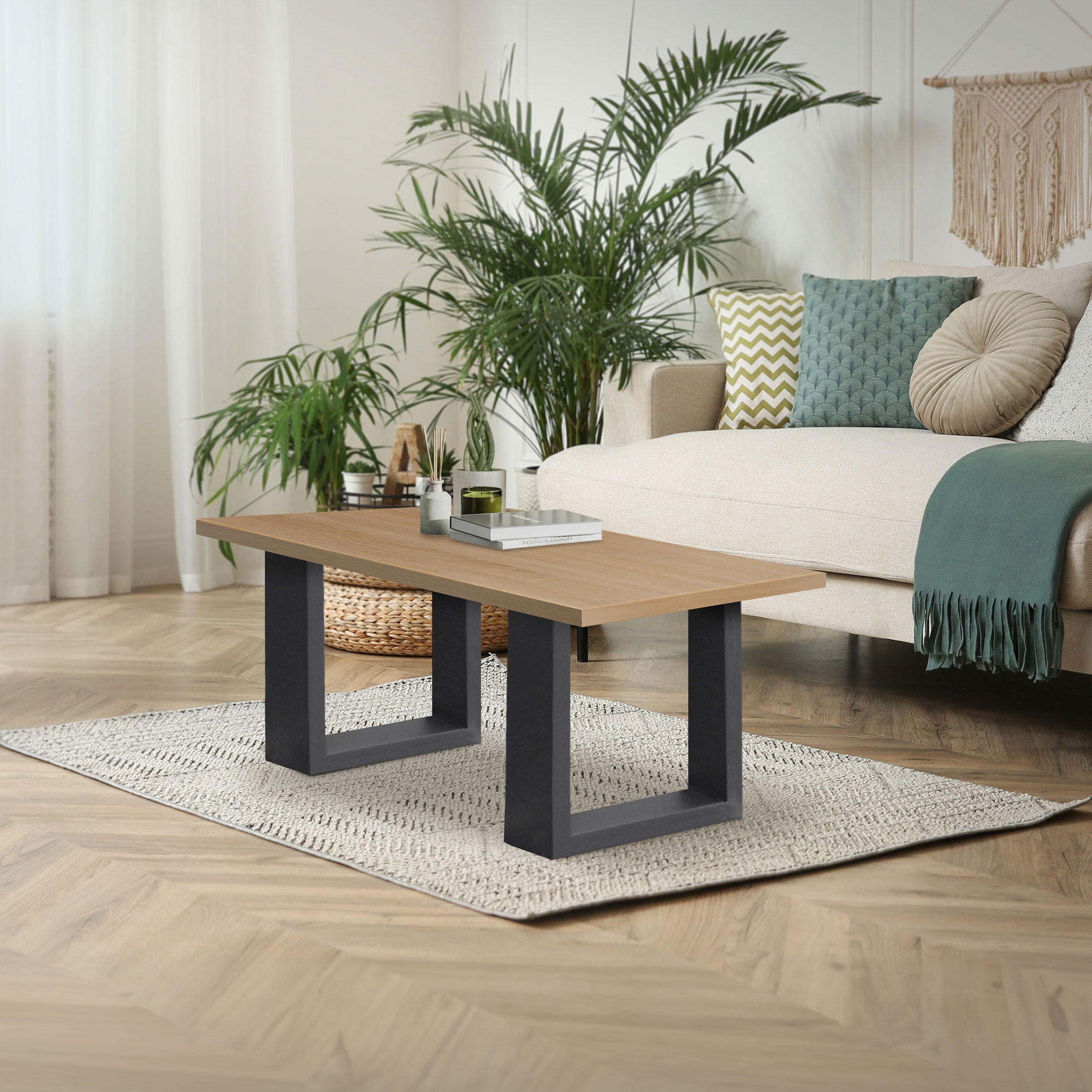 TISCHBEINE 2er Set 40 x 43 cm Anthrazit - Dunkelgrau, Metall (40/8/43cm) - ECD-Germany