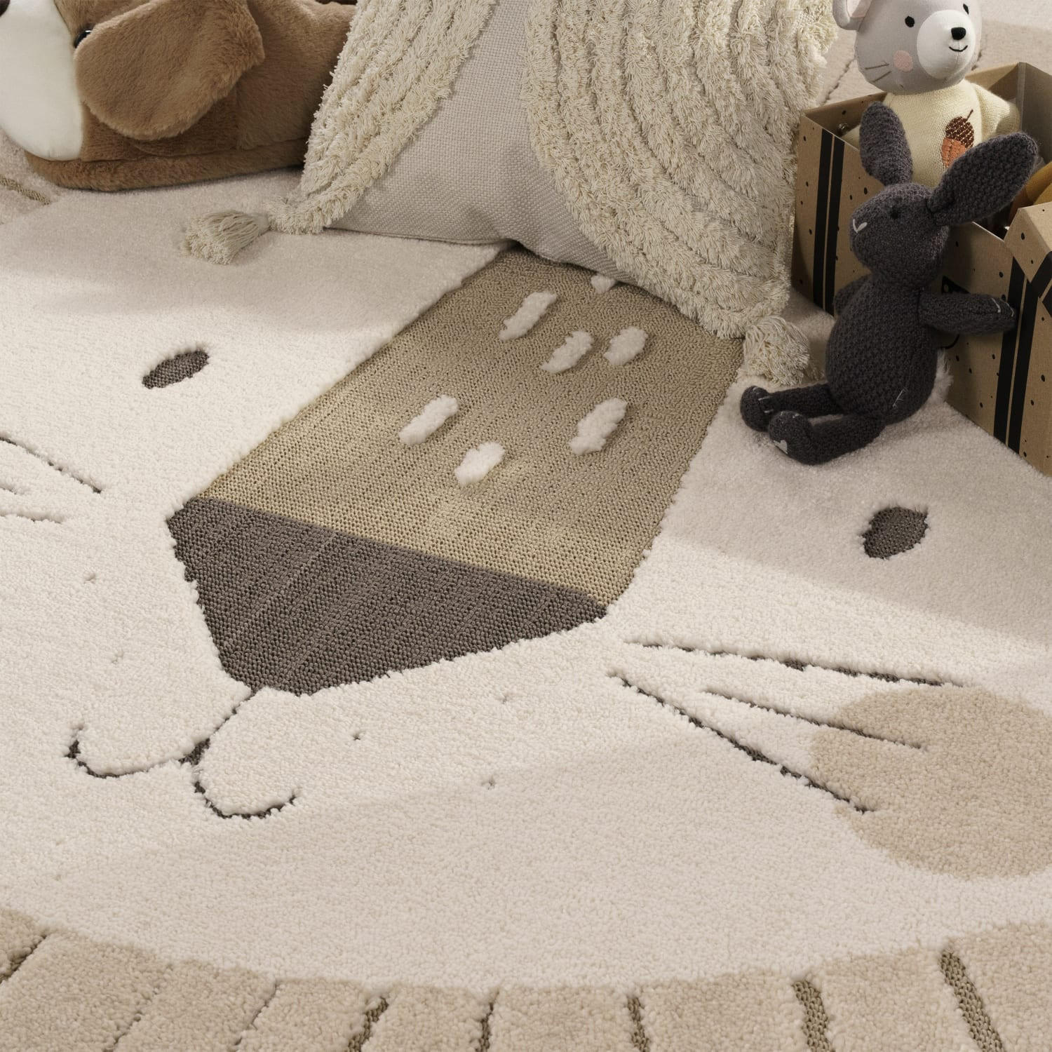 KINDERTEPPICH Löwe Kinderzimmer schmutzabweisend Beige Rechteckig 160x220 - Beige, Textil (160/220cm) - KADIMA DESIGN
