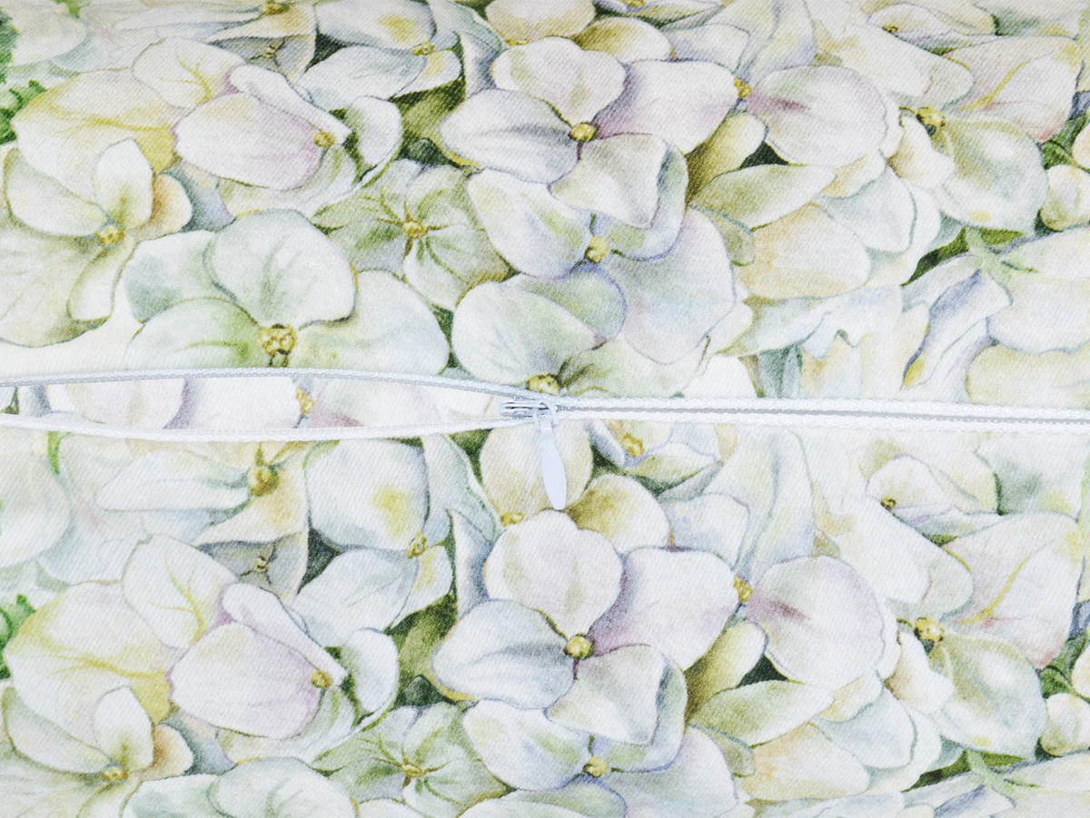 NACKENROLLENHÜLLE Landlust-Hortensie weiß 15/40 cm - Weiß/Grün, Textil (15/40cm) - beties Heimtextil