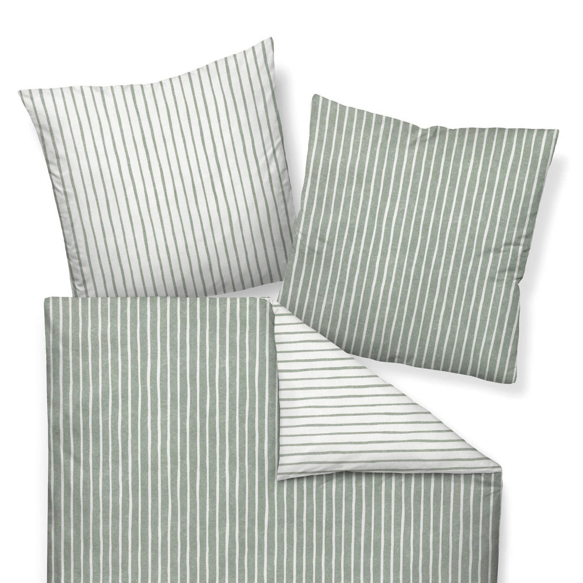 BETTWÄSCHE-SET 2 teilig in Grün 135x200 cm - Grün, Textil (30/40cm) - Janine