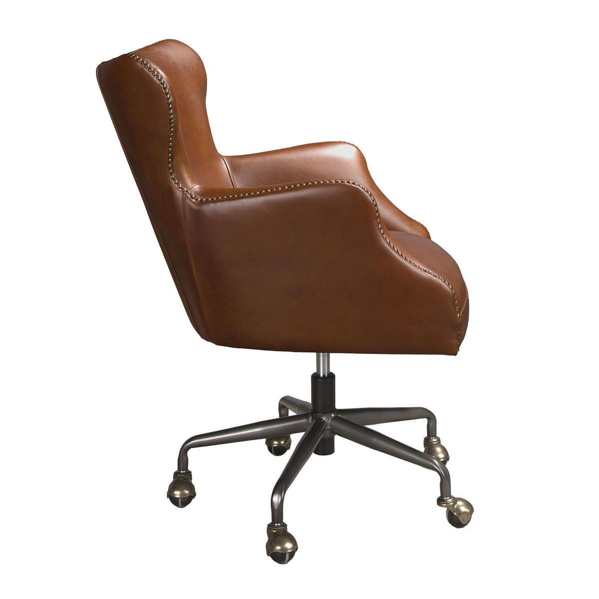 CHEFSESSEL asymmetrisch Dunkelbraun Stahl 64/74/92 cm - Braun, Leder/Metall (64/92/74cm) - ANGEL CERDA