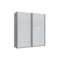 SCHWEBETÜRENSCHRANK Bramfeld in Weiß mit Glas Weiß 180 x 198 x 65 cm (B x H x T) – Kleiderschrank - Weiß, Holzwerkstoff (80/200/120cm)