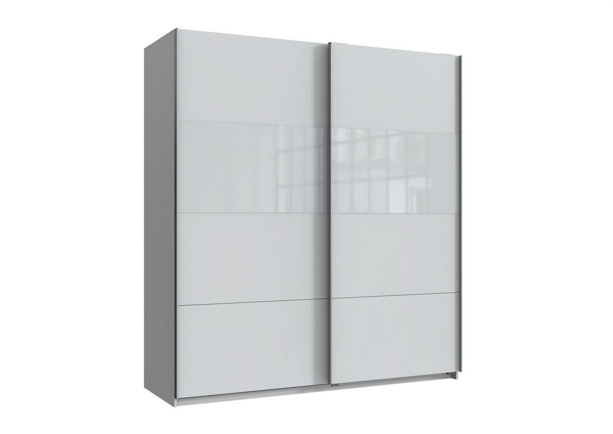 SCHWEBETÜRENSCHRANK Bramfeld in Weiß mit Glas Weiß 180 x 198 x 65 cm (B x H x T) – Kleiderschrank - Weiß, Holzwerkstoff (80/200/120cm)
