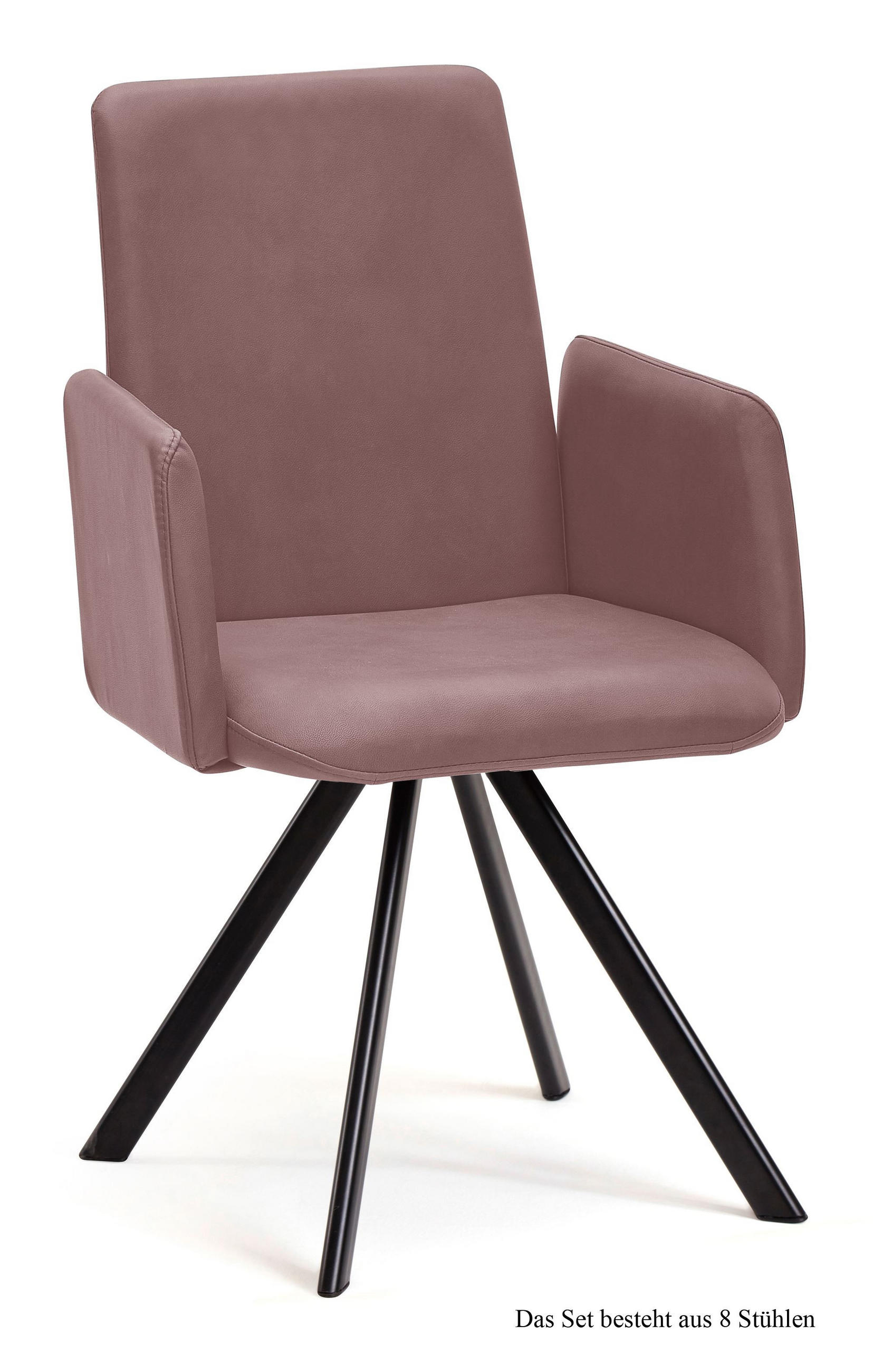 ARMLEHNSTUHL (8er-Set) Daune 52x92x60 Schwarz/Rosewood - Dunkelrosa/Schwarz, Kunststoff (60/92/52cm) - 58aufmkessel