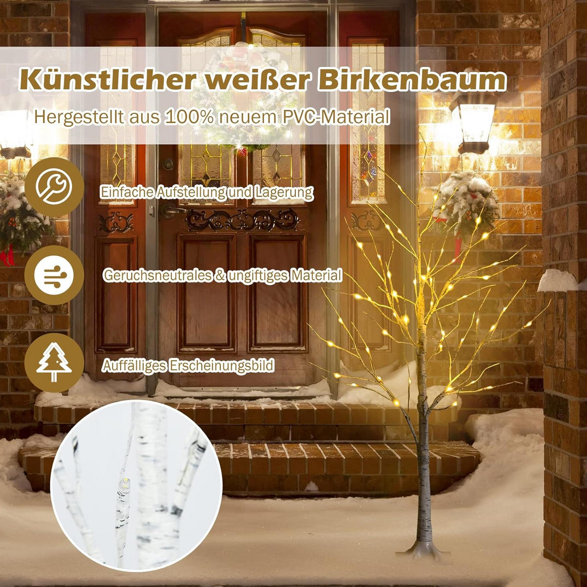 WEIHNACHTSBAUM Künstlicher Weiß - Weiß, Kunststoff (120cm) - COSTWAY