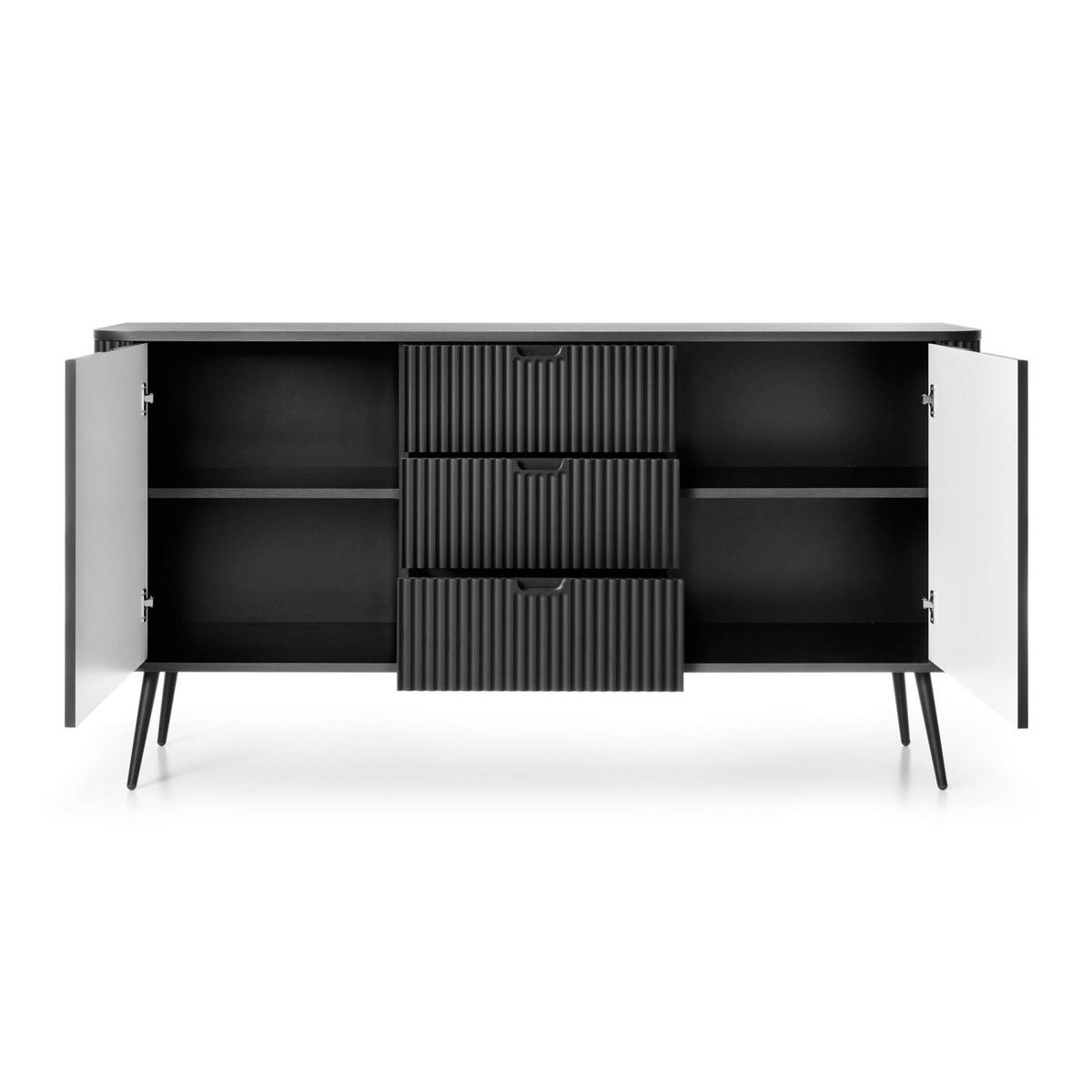 SIDEBOARD Zova Schwarz 168 cm - Schwarz, Holzwerkstoff/Metall (168/87/39cm) - Selsey