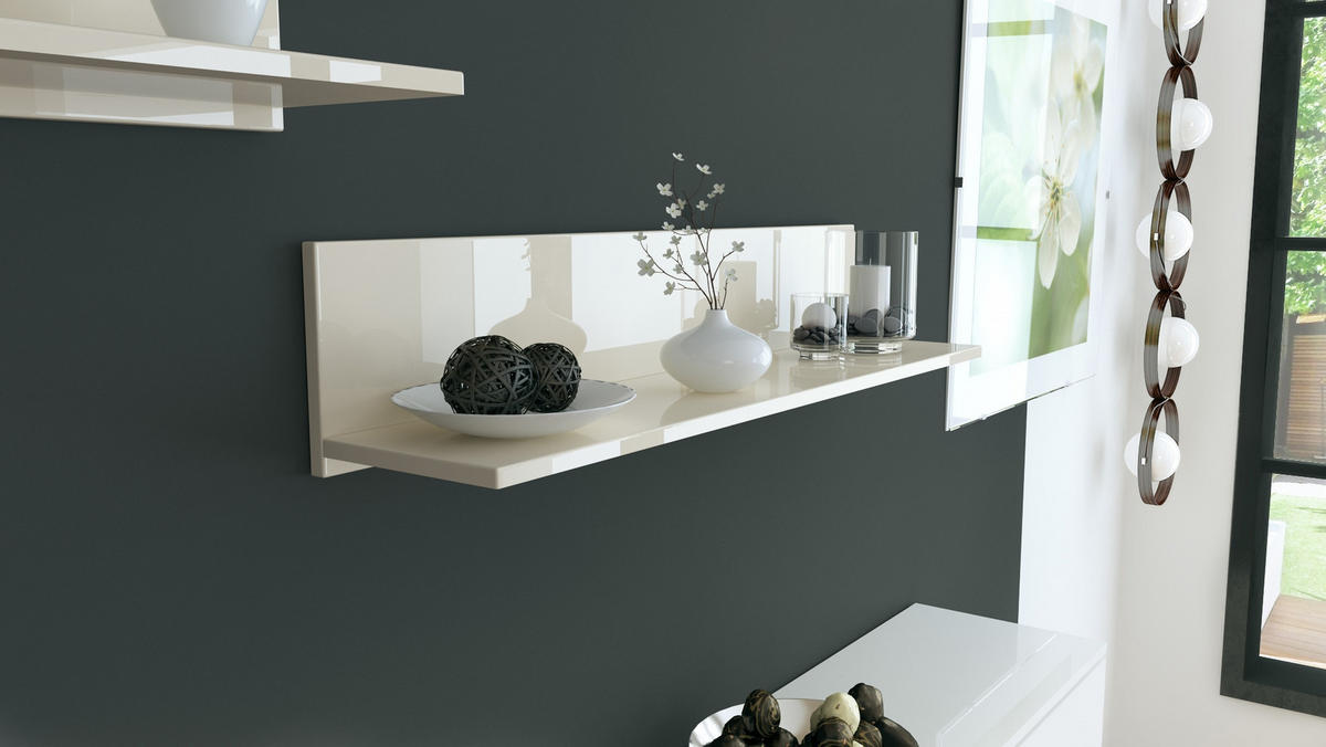 WANDREGAL Skadu Creme Hochglanz - Creme, Holzwerkstoff (97.5/18.5/18.5cm) - Vladon