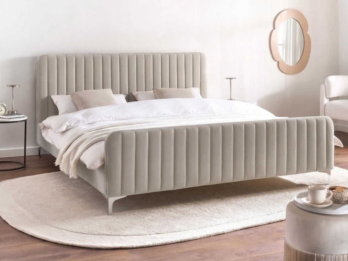 POLSTERBETT 180/200 cm Taupe Lunan - Taupe, Textil (180/200cm) - Beliani