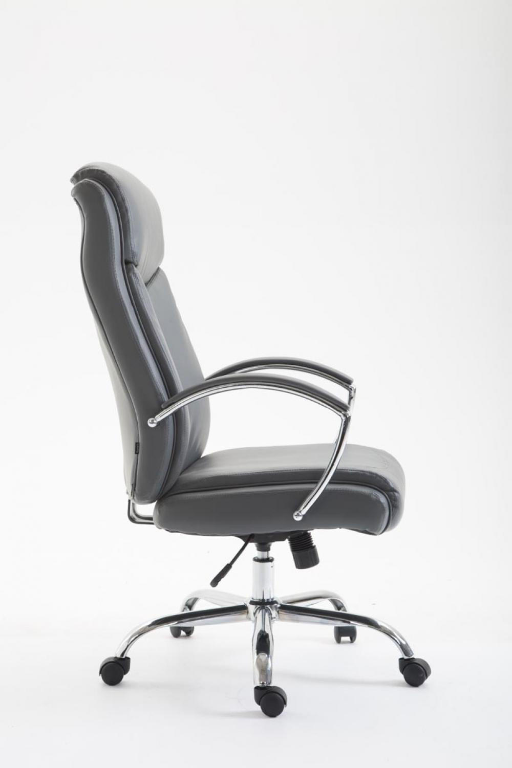 CHEFSESSEL Lederlook grau - Chromfarben/Grau, Textil/Metall (65/115/73cm) - CLP