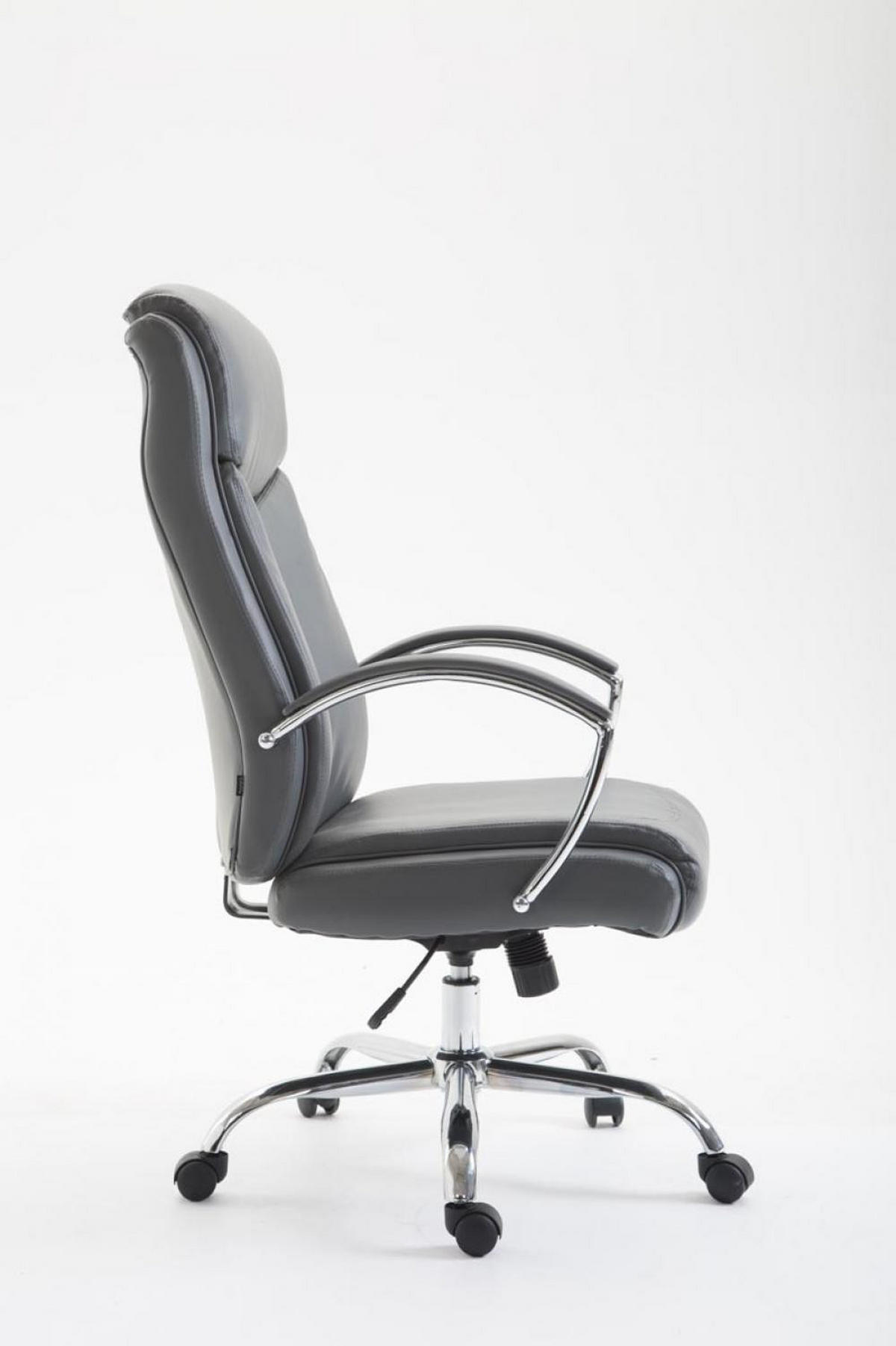 CHEFSESSEL Lederlook grau - Chromfarben/Grau, Textil/Metall (65/115/73cm) - CLP