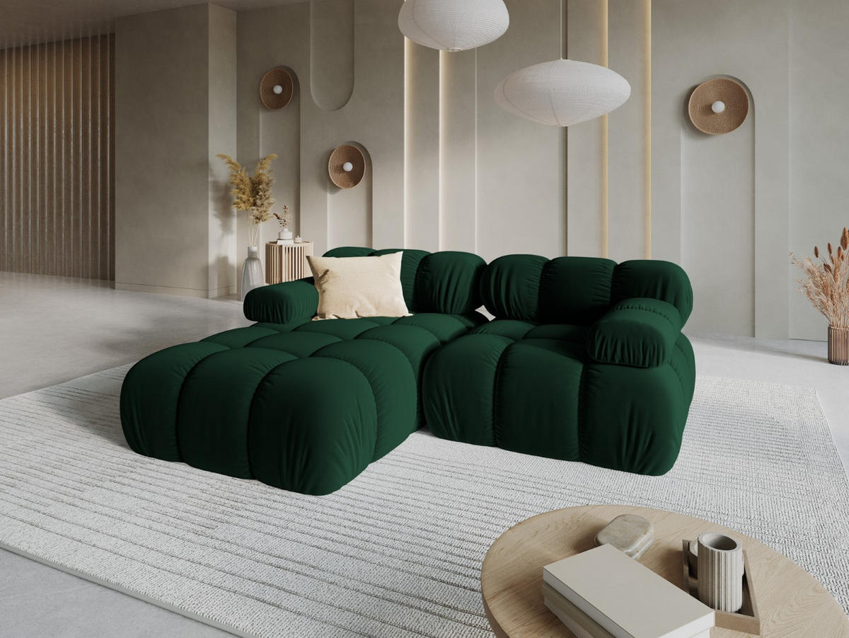 MODULARES-ECKSOFA links Bellis aus Samt flaschengrün 3 Sitzplätze - Grün, Textil (157/191cm) - Micadoni