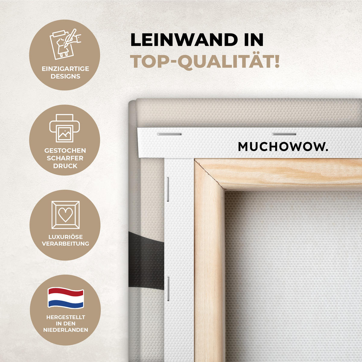 LEINWANDBILD Abstrakt - Landschaft - Wellen - Cremefarben 20x30 cm - Cappuccino, Textil (20/30cm) - MuchoWow