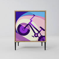 SIDEBOARD BIKE DREAMS, Eichefarben, 57,5x42x72,5 cm, Schwarze Metallfüße - Eichefarben/Multicolor, Holzwerkstoff/Metall (57.5/72.5/42cm) - SpaceRebels