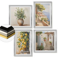 WANDBILDER 4er Set - 50x50 cm & 40x60 cm Silberner Rahmen - Blumen in einer Vase, ein Meer aus Zitronen - Silberfarben, Kunststoff (50/50cm) - ArtPrintCave