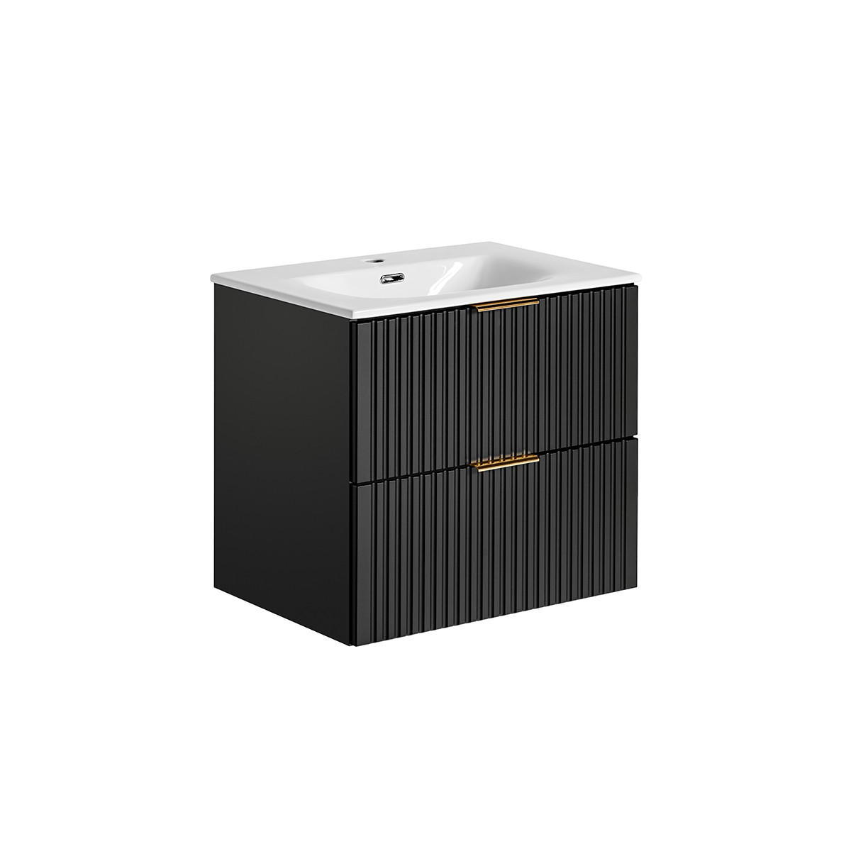 WASCHTISCH 60.2cm Adriel Mattschwarz - Schwarz, Holzwerkstoff (60.2/57/46cm) - Petits-meubles