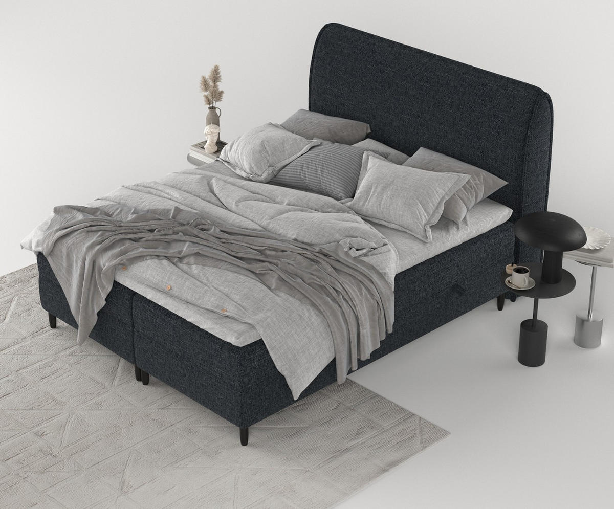 BOXBETT Lunaro 200/200 cm Anthrazit im Modesto Stoff - Anthrazit/Schwarz, Holz/Holzwerkstoff (200/200cm) - AltaBeds