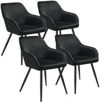 ESSZIMMERSTUHL 4er Set Marilyn 58 x 62 x 82 cm schwarz/schwarz - Schwarz, Metall (58/82/62cm) - tectake