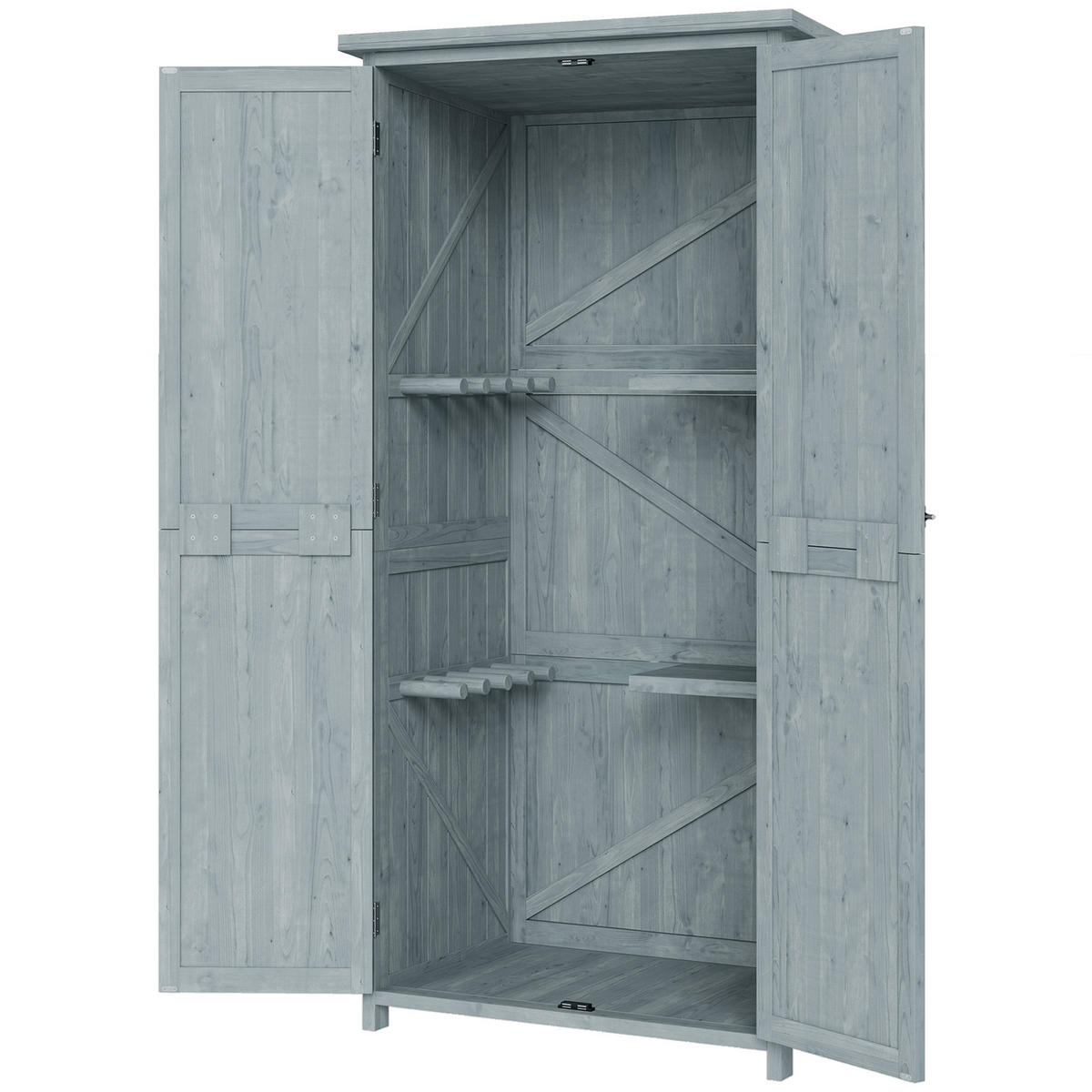 GARTENSCHRANK DE-09251 Grau - Grau, Holz (54/170/85cm) - ComfortXL