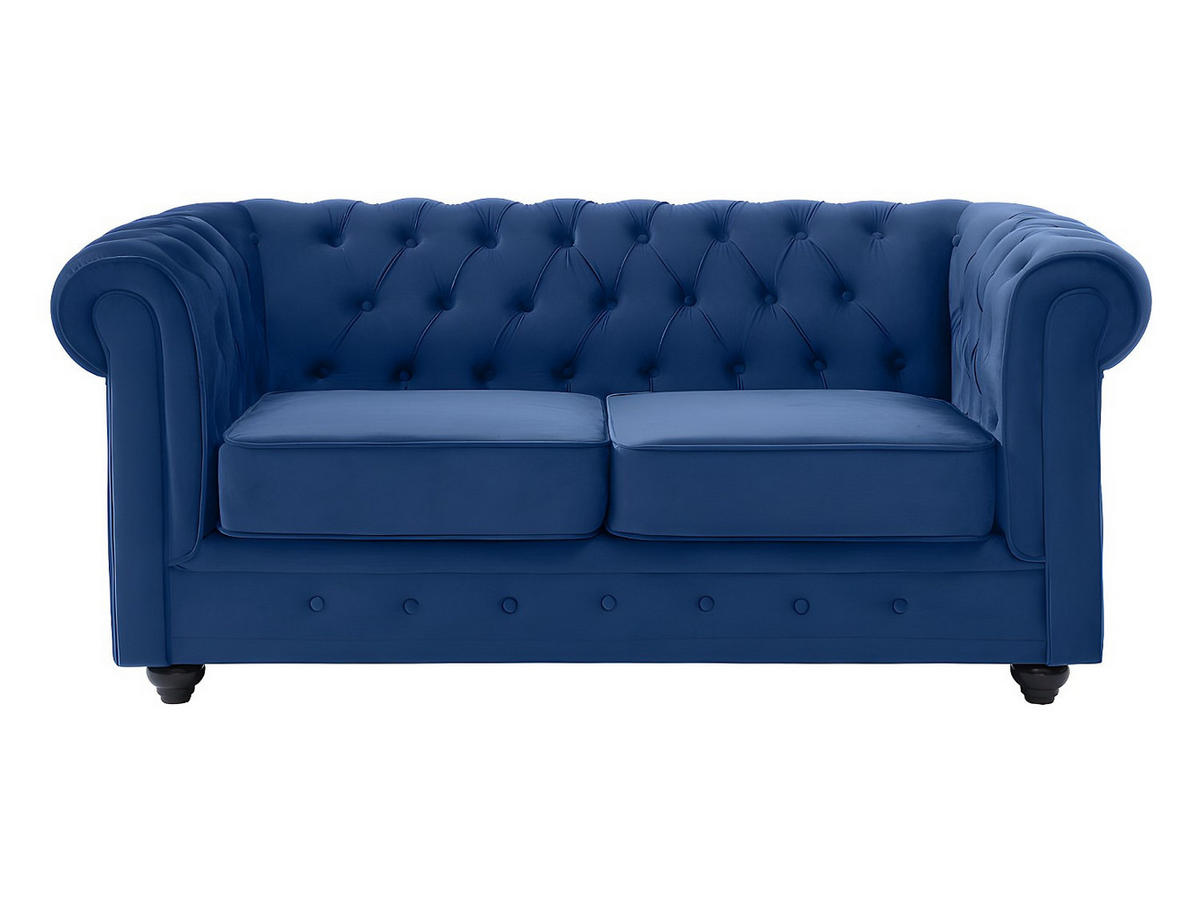 COUCHGARNITUR 3+2+1 - Samt - Dunkelblau - CHESTERFIELD - Blau, Textil (88/72/205cm) - Vente-Unique