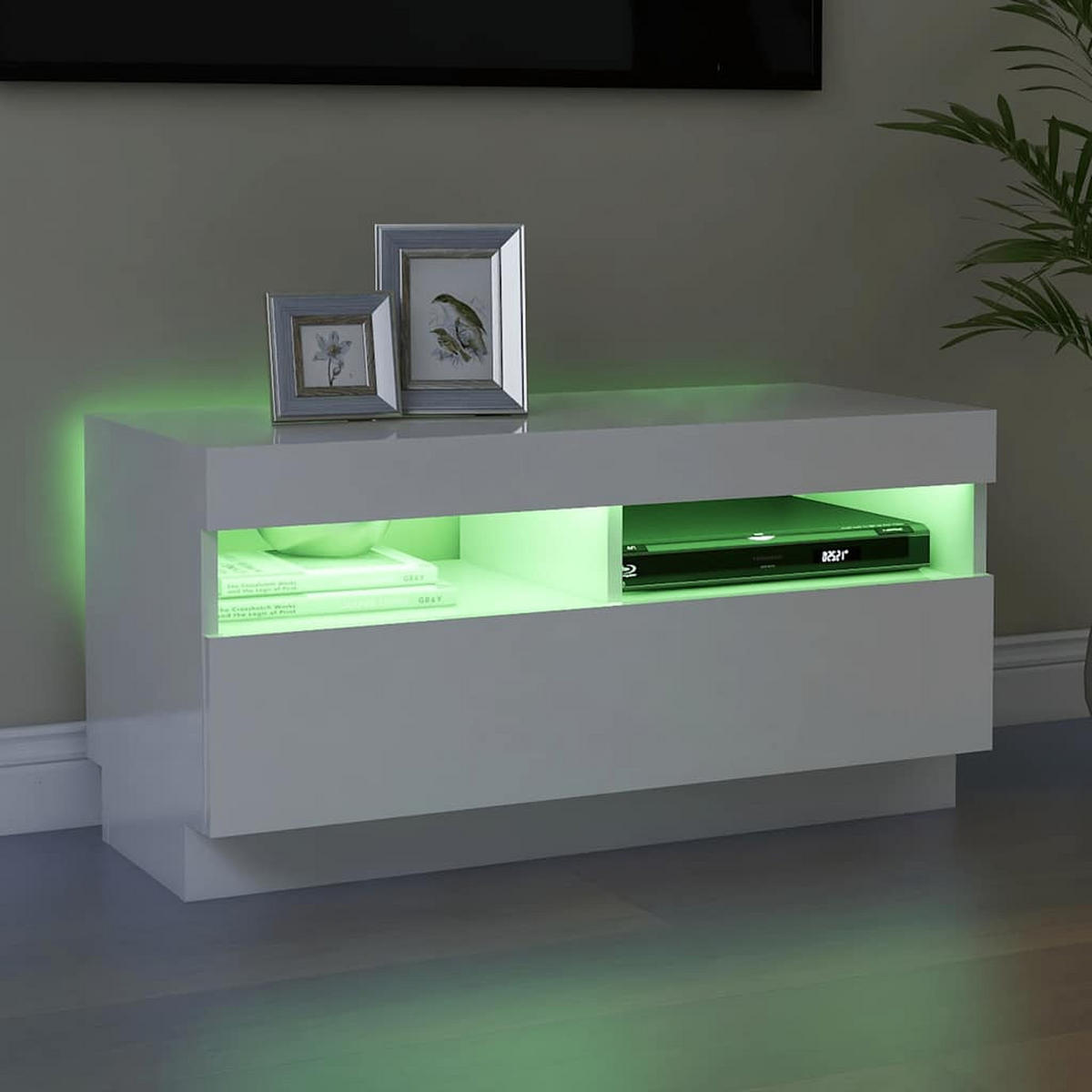 TV-SCHRANK Mit Led-Leuchten Hochglanz-Weiss 80/35/40 Cm - Weiß, Holzwerkstoff (30/40/150cm) - vidaXL