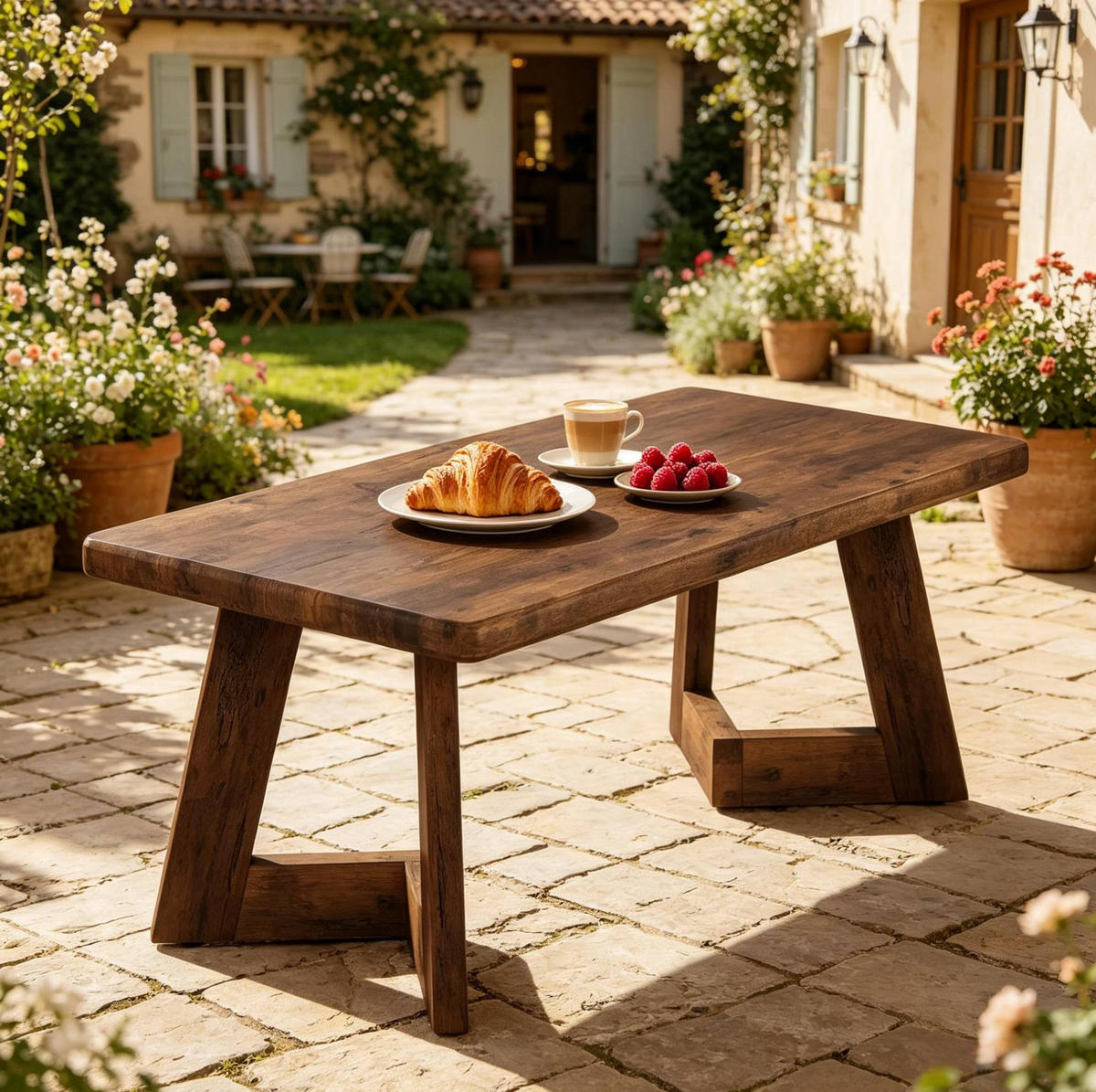COUCHTISCH 120/60/51 cm rustikales Braun aus Holz mit 4 cm Tischplatte - Kastanienfarben, Holz (60/120/50cm) - OKWISH
