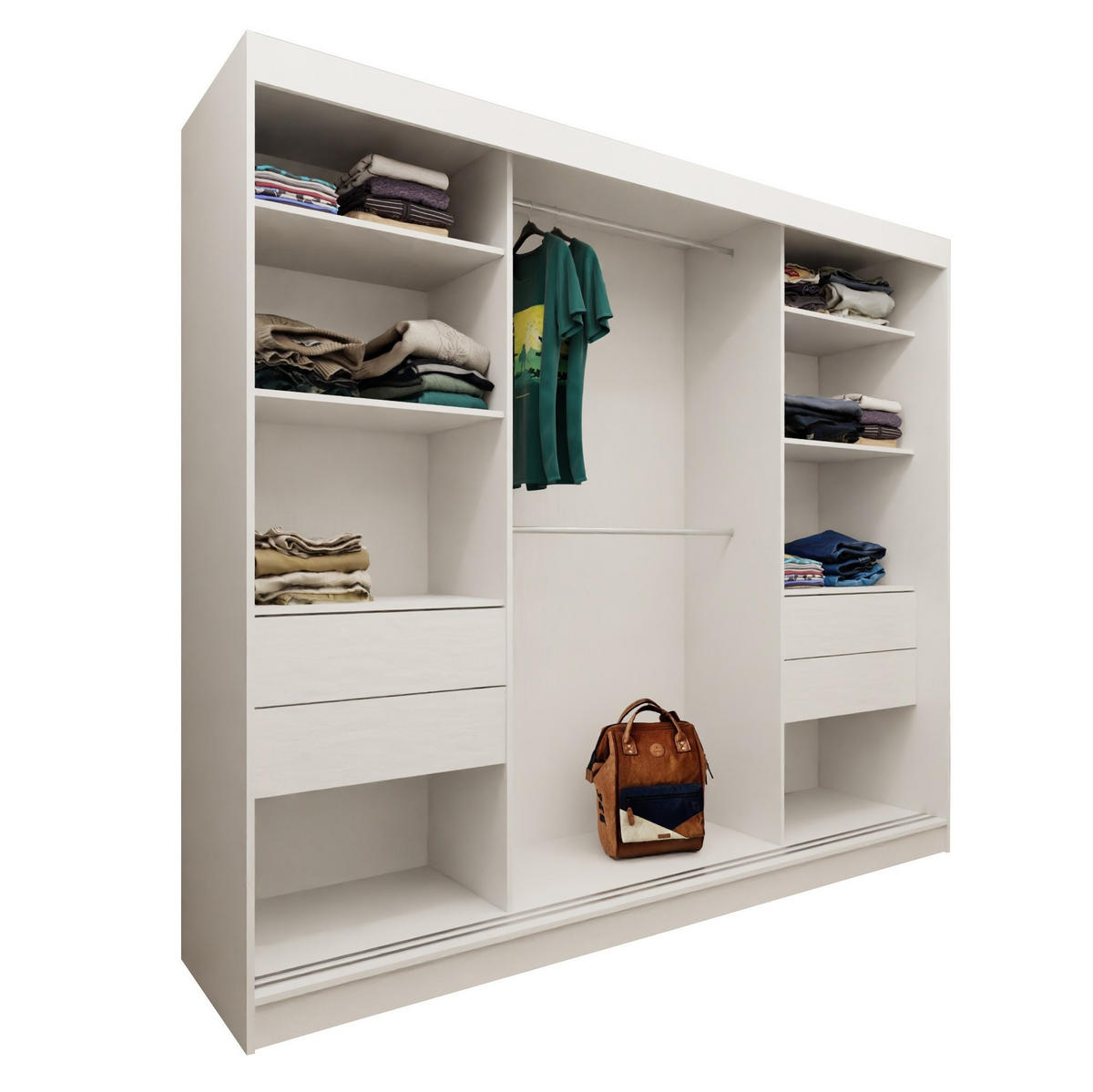 SCHWEBETÜRENSCHRANK Vex 240 cm mit Spiegel, 3-türig, kaschmir - Kaschmir, Kunststoff (240/216/61cm) - Margaret Hadas24
