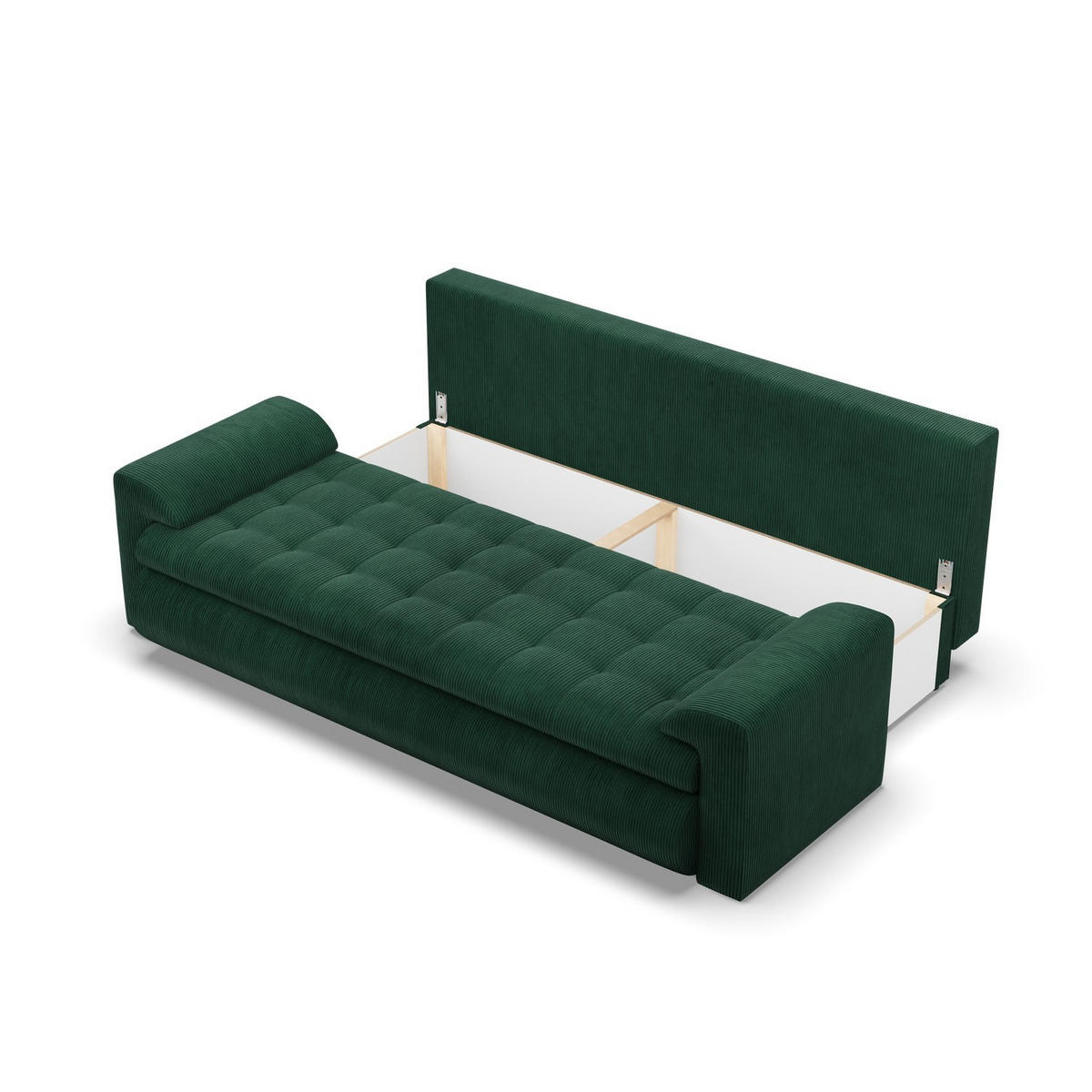 SOFA 3-SITZER MIT SCHLAFFUNKTION FORESTA, Cord - Dunkelgrün - Grün, Textil (222/92/96cm)