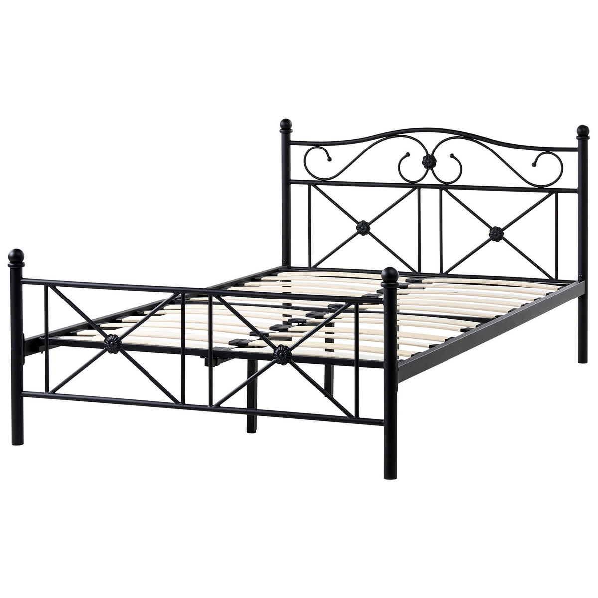 BETT mit Lattenrost 120/200 cm Schwarz Rodez - Schwarz, Metall (120/200cm) - Beliani