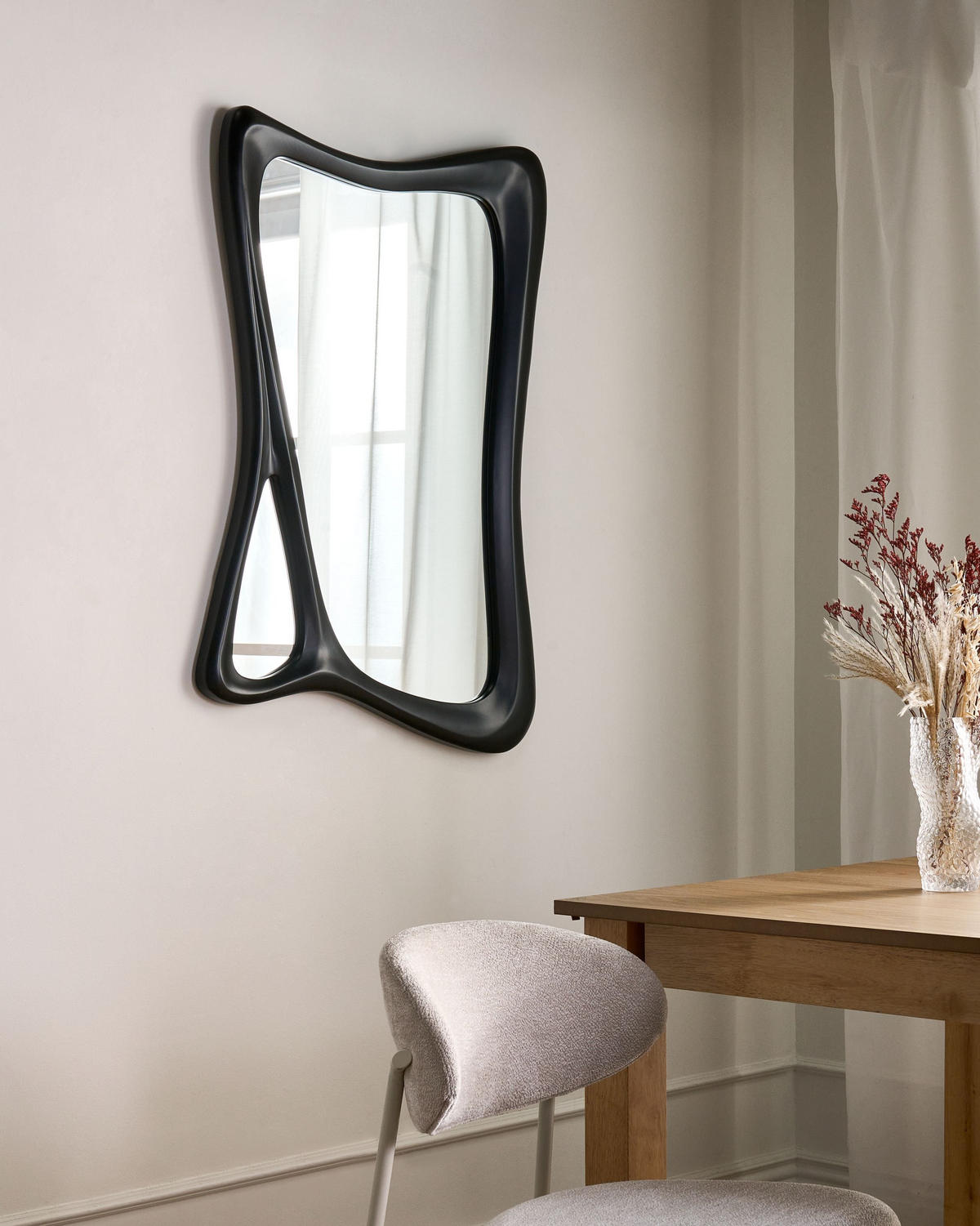 WANDSPIEGEL 70/100 cm Schwarz Lanester - Schwarz, Kunststoff (70/100/3cm) - Beliani