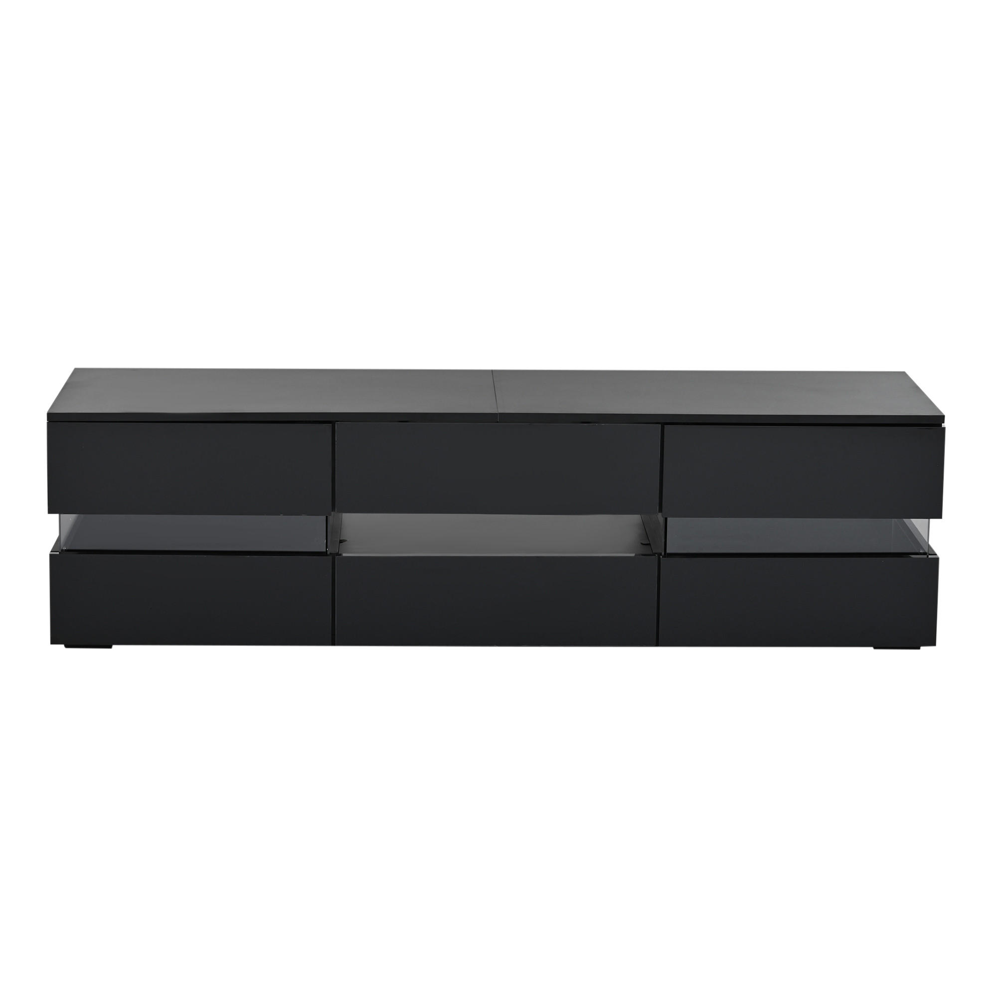 TV-SCHRANK 160/39/45 cm Schwarz Hochglanz mit LED für 70 Zoll - Schwarz, Holzwerkstoff (160/45/39cm) - Oxeza