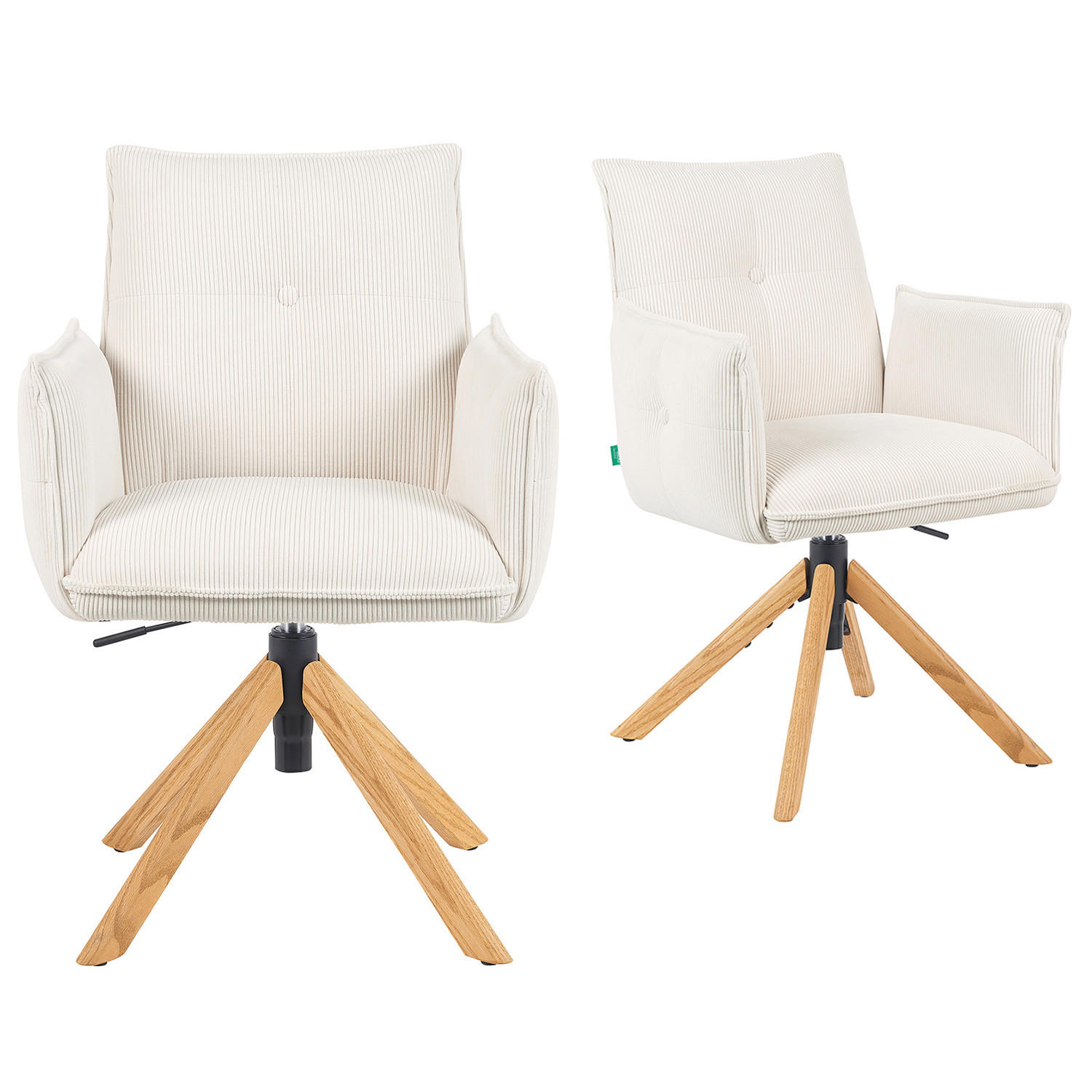 BÜROSTUHL Mika-Leya - Honigeiche/Creme, Eichenholz/Holz (60/89/63cm) - DUBI Möbel