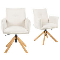 BÜROSTUHL Mika-Leya - Honigeiche/Creme, Eichenholz/Holz (60/89/63cm) - DUBI Möbel