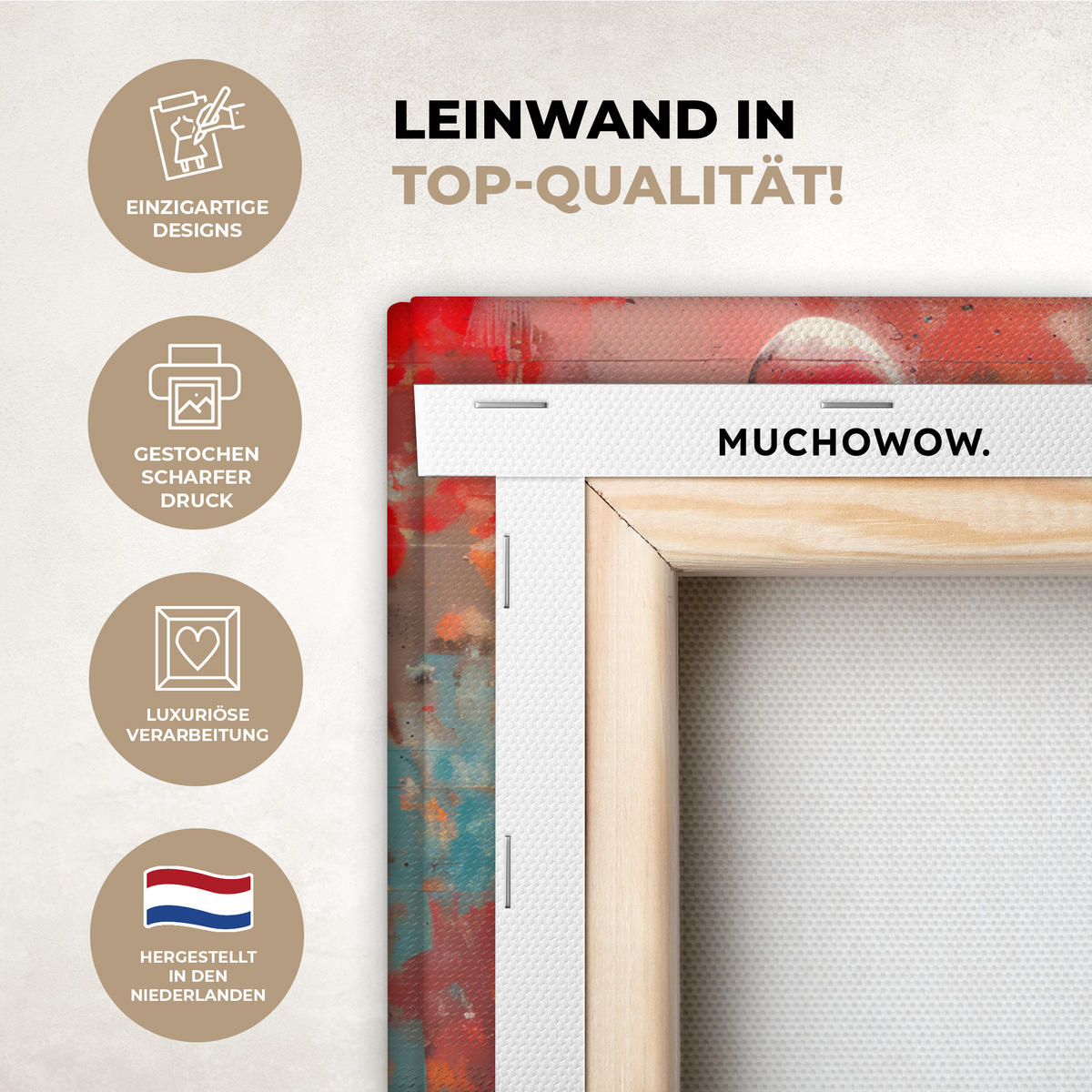 LEINWANDBILD Straßenkunst - Liebe - Graffiti - Kunst - Banksy 30x20 cm - Orange, Textil (30/20cm) - MuchoWow