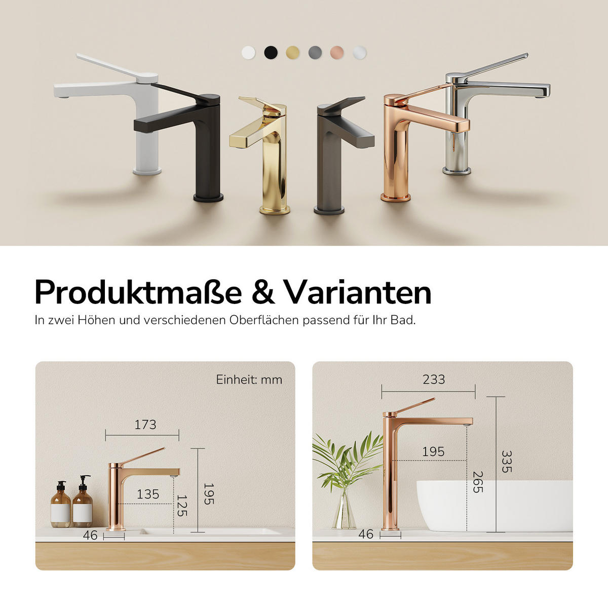 TVÄTTSTÄLLSBLANDARE Roséguld, 19,5/17,3/4,6 cm - Roséguld, Metall (17.3/19.5/4.6cm) - EMKE