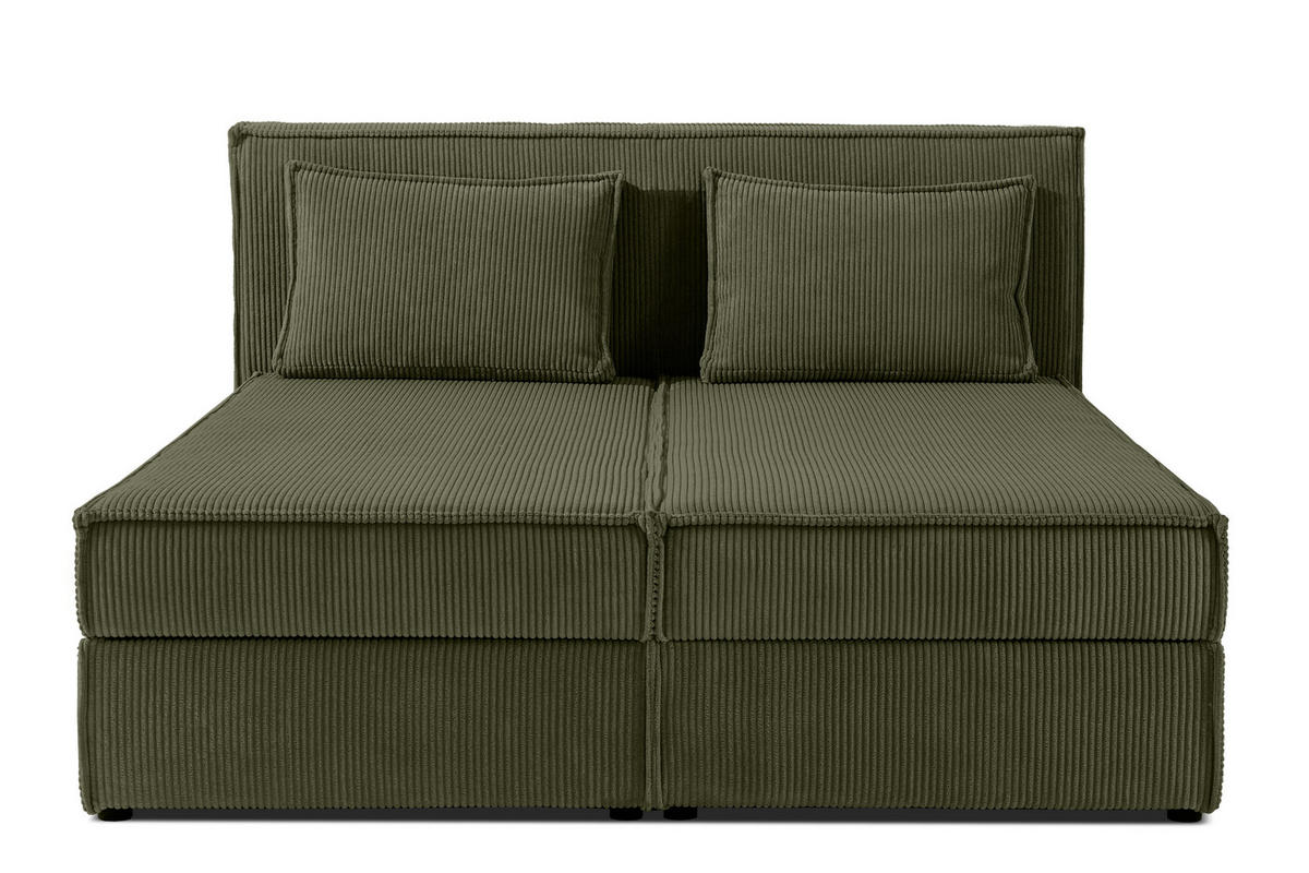 BOXSPRINGBETT ROTI mit Stauraum, oliv - Schwarz/Olivgrün, Holz/Holzwerkstoff (160/200cm) - KONSIMO®