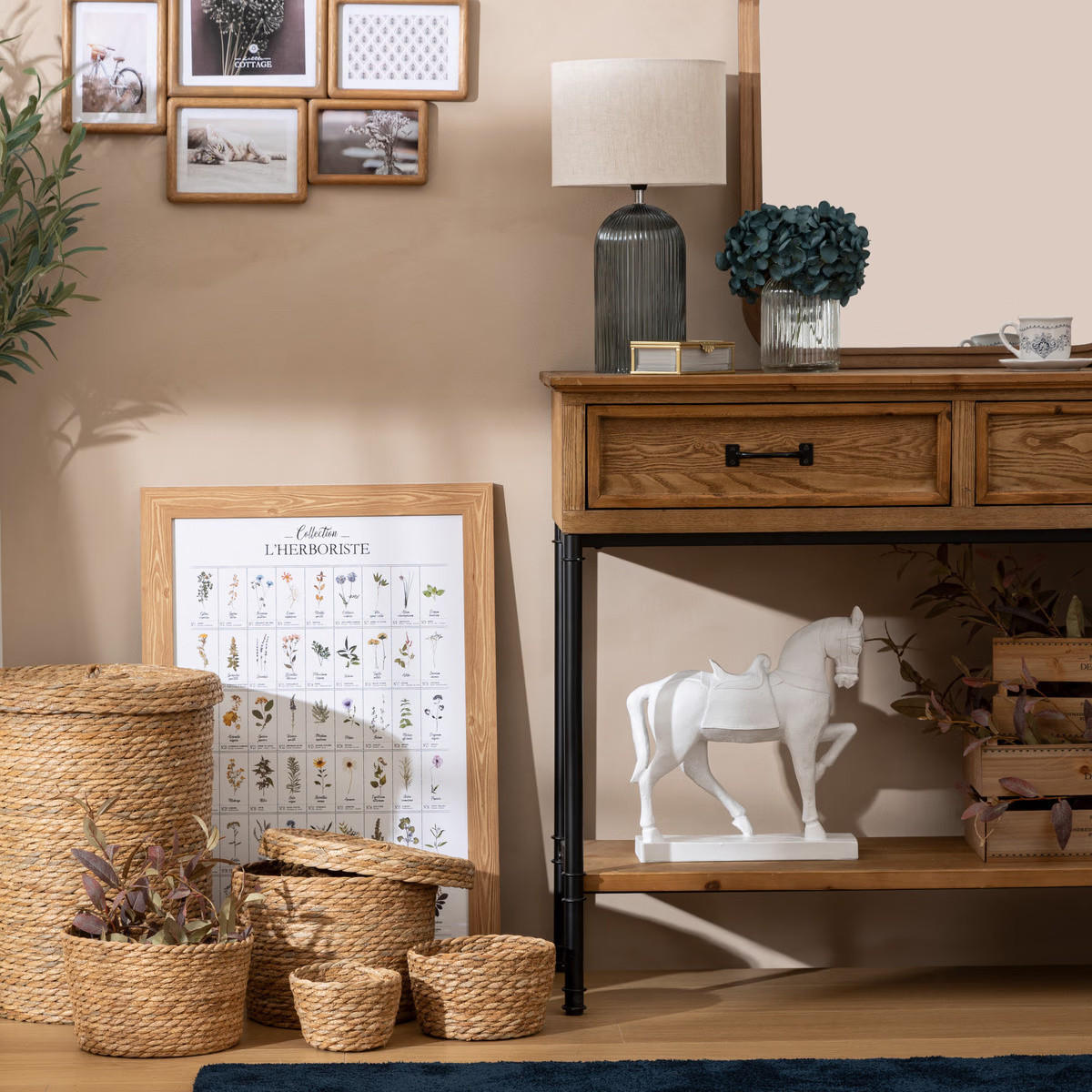 KÜNSTLICHE HORTENSIEN Dean 24 cm - Blau, Glas (24cm) - Atmosphera Createur d´interieur