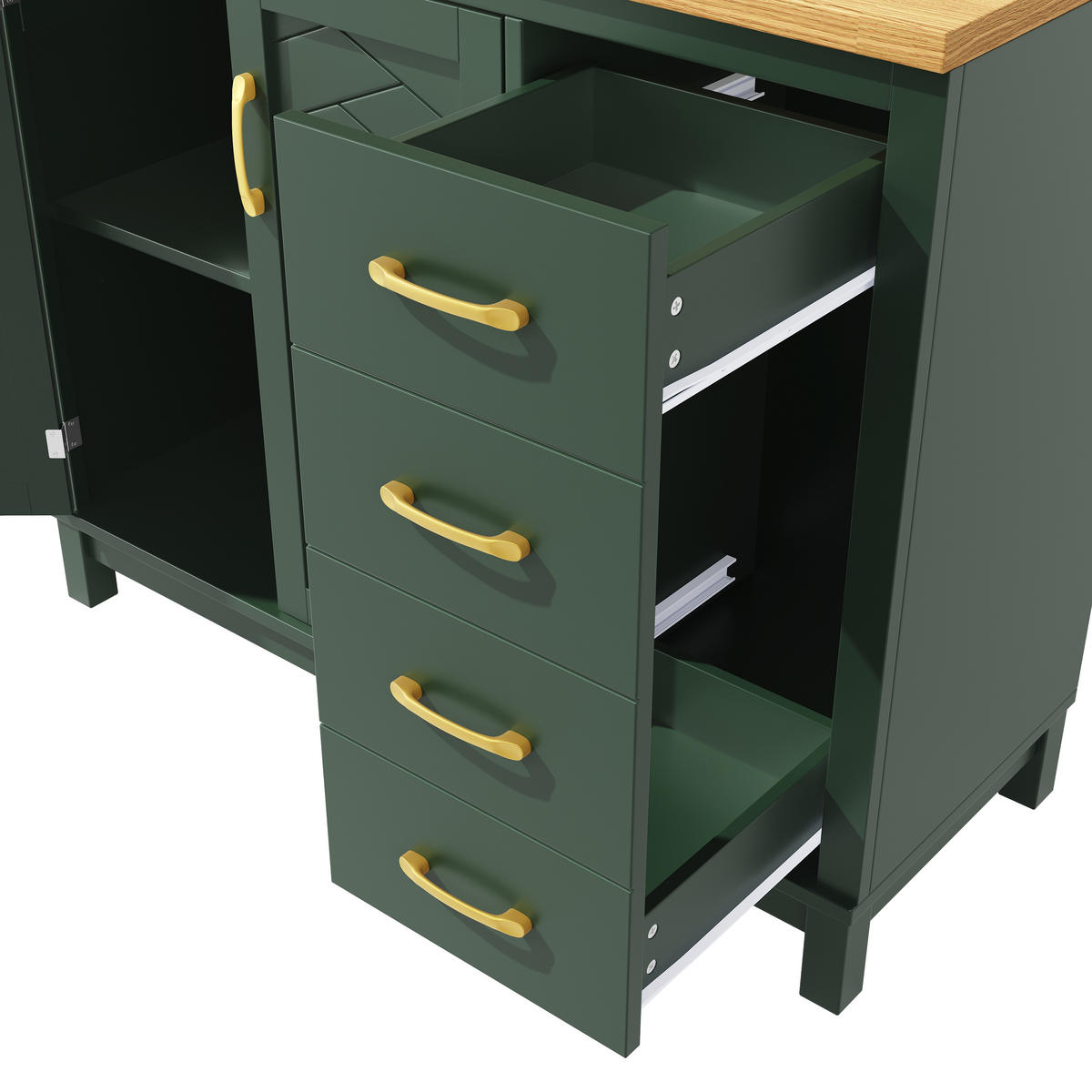 GESCHIRRSCHRANK aus MDF 105.5x40x180 cm in Grün mit LED-Lichtleiste - Grün, Holzwerkstoff (105.5/180/40cm) - Modfu