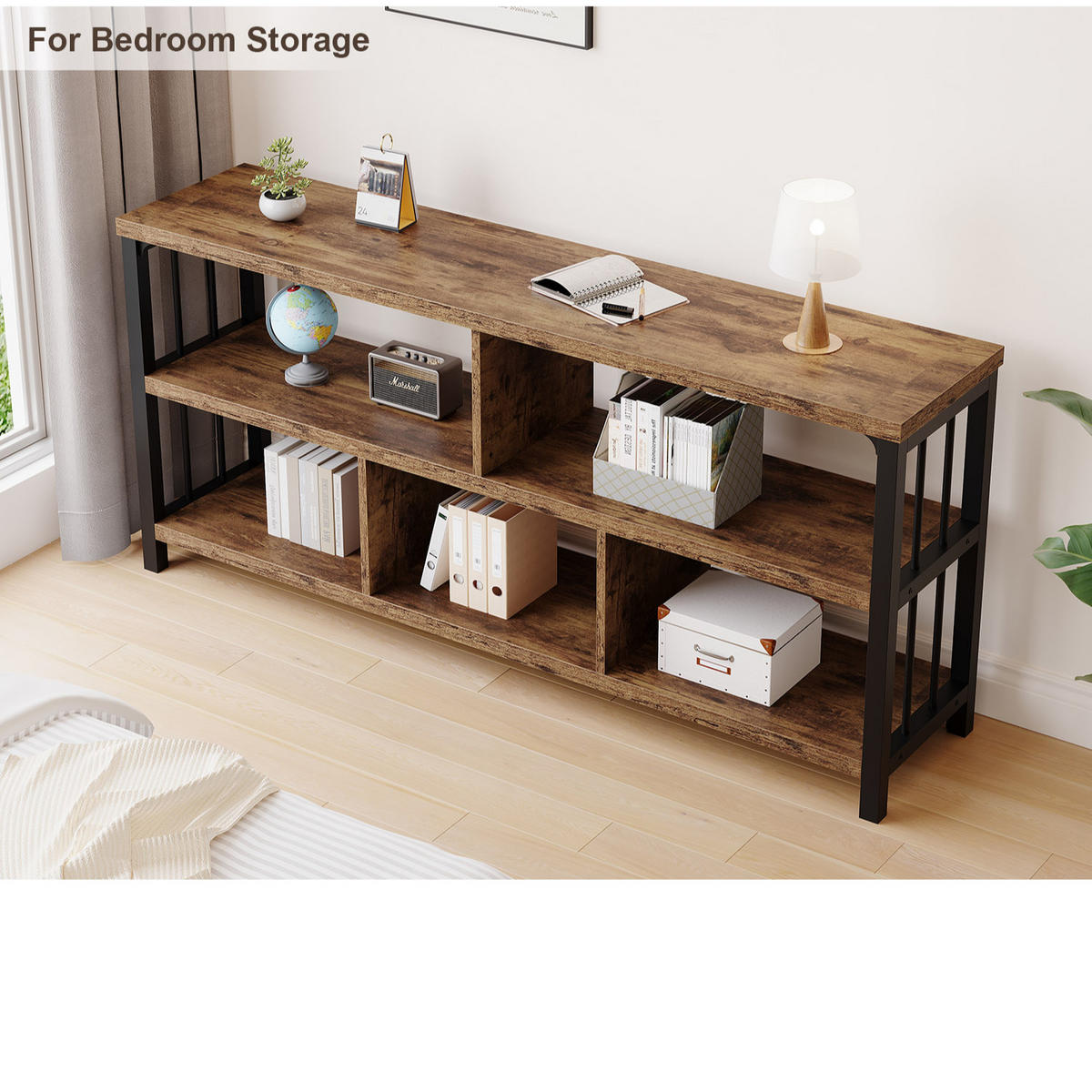 REGAL Standregal 120 x 34 x 76.2 cm Holzoptik Metallgestell - Wildeiche, Holzwerkstoff/Metall (120/76.2/34cm) - Quality Elegance