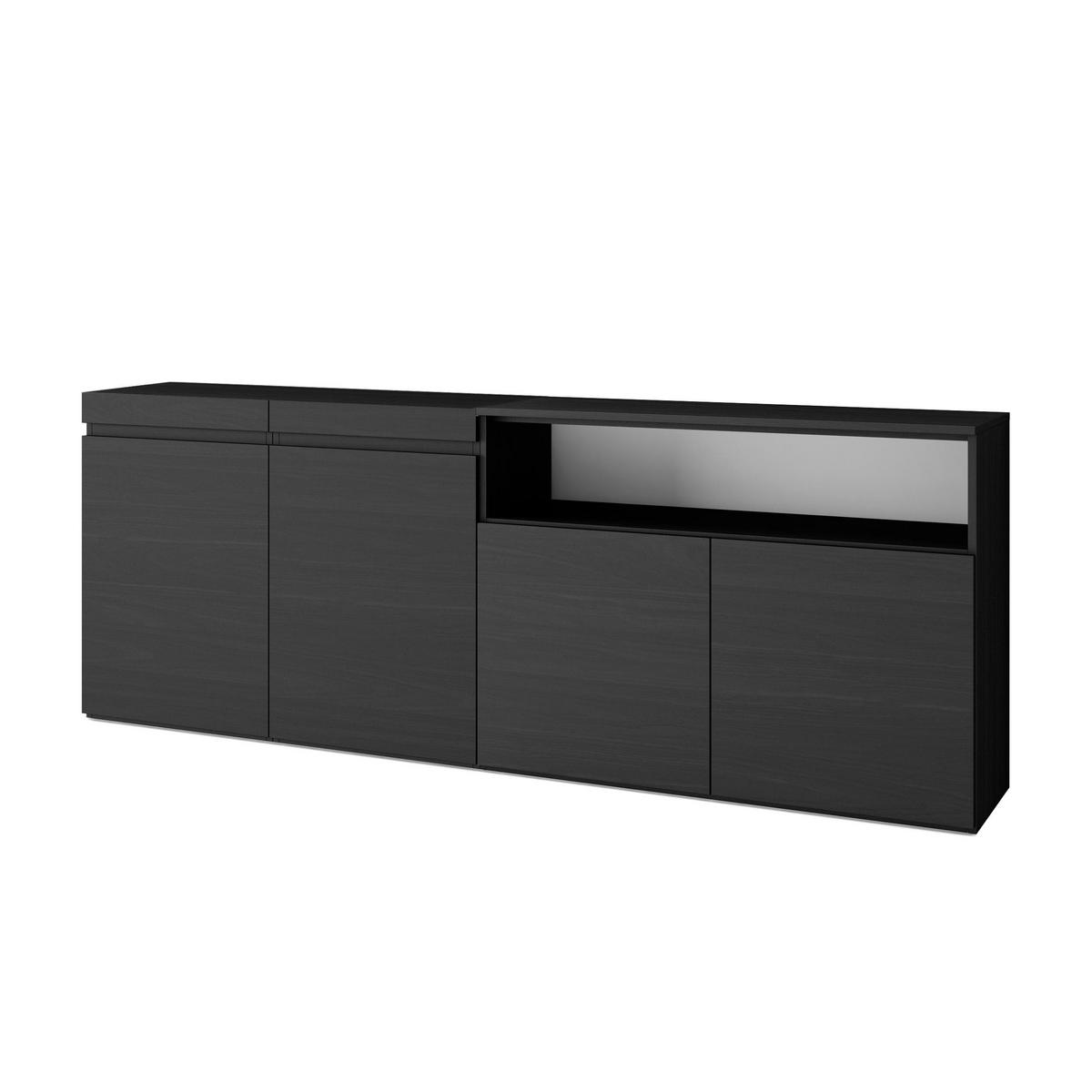 SIDEBOARD schwarz, 200/35/75cm - Schwarz, Holzwerkstoff (200/75/35cm) - Skraut Home