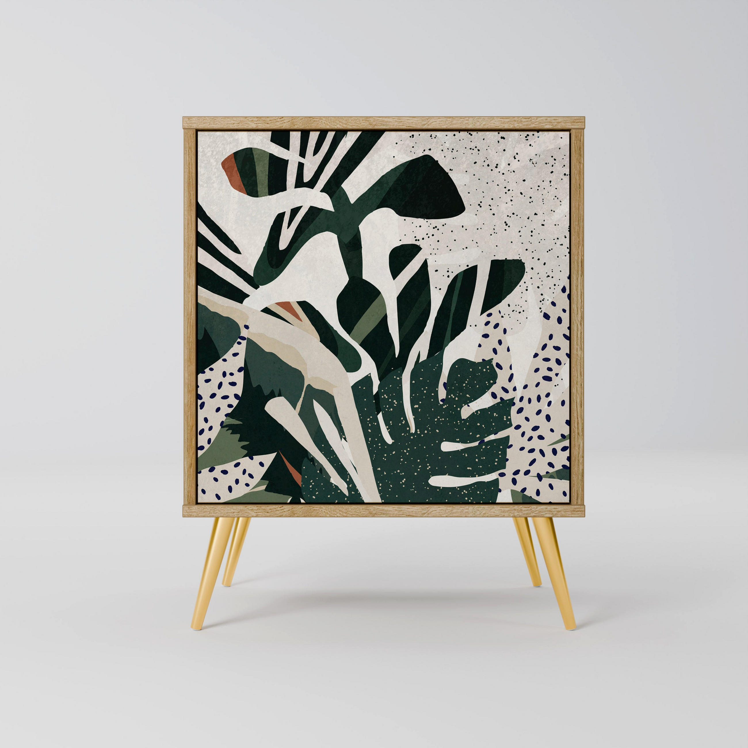 SIDEBOARD VERDURE FORMATION, Eichefarben, 57,5x42x75,5 cm, Goldfarbene Metallfüße - Eichefarben/Goldfarben, Holzwerkstoff/Metall (57.5/75.5/42cm) - SpaceRebels