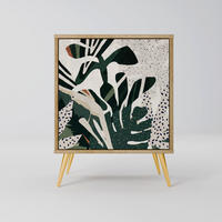 SIDEBOARD VERDURE FORMATION, Eichefarben, 57,5x42x75,5 cm, Goldfarbene Metallfüße - Eichefarben/Goldfarben, Holzwerkstoff/Metall (57.5/75.5/42cm) - SpaceRebels