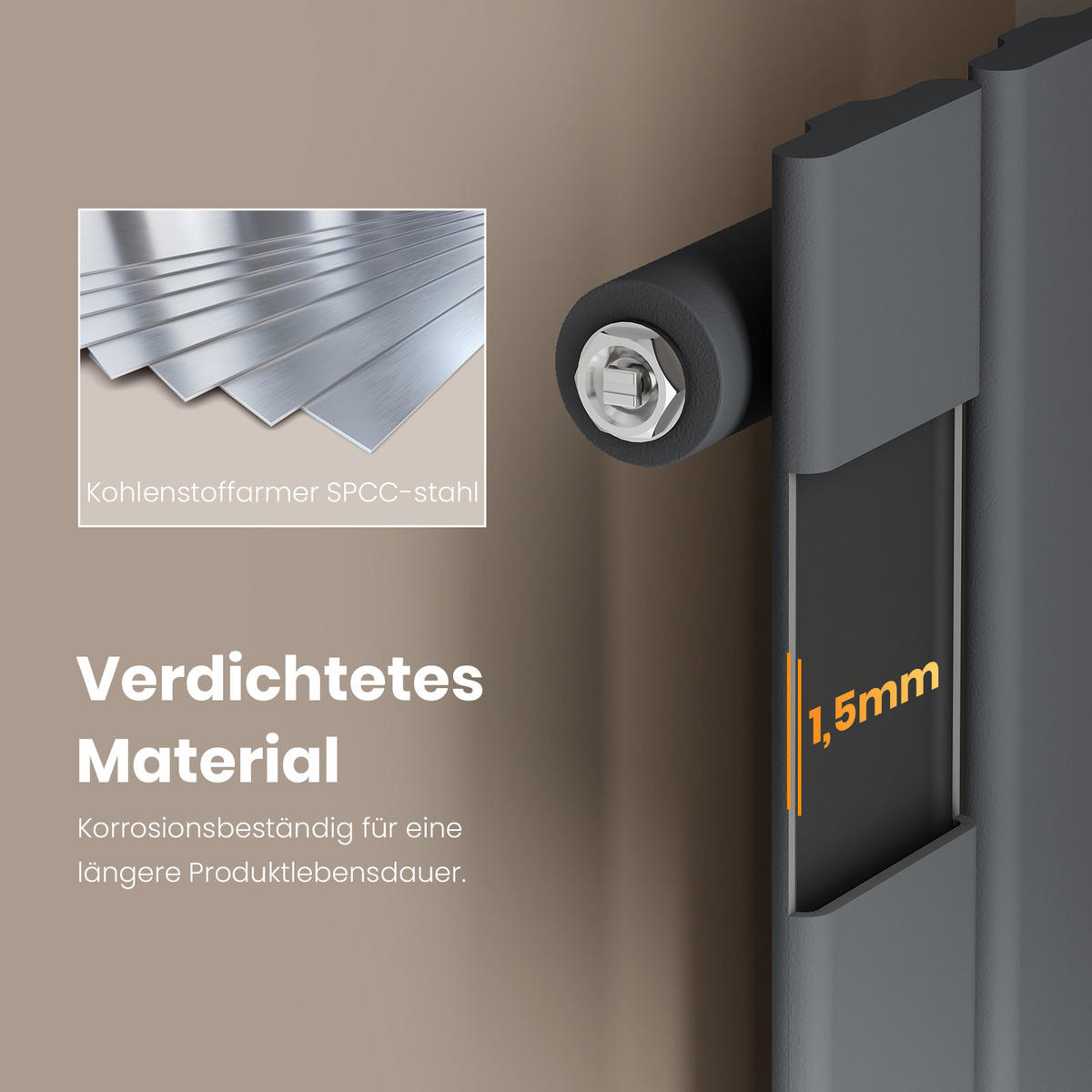 HEIZKÖRPER Flachheizkörper Anthrazit 63/100/4,9 cm - Anthrazit, Metall (100/63/4.9cm) - EMKE