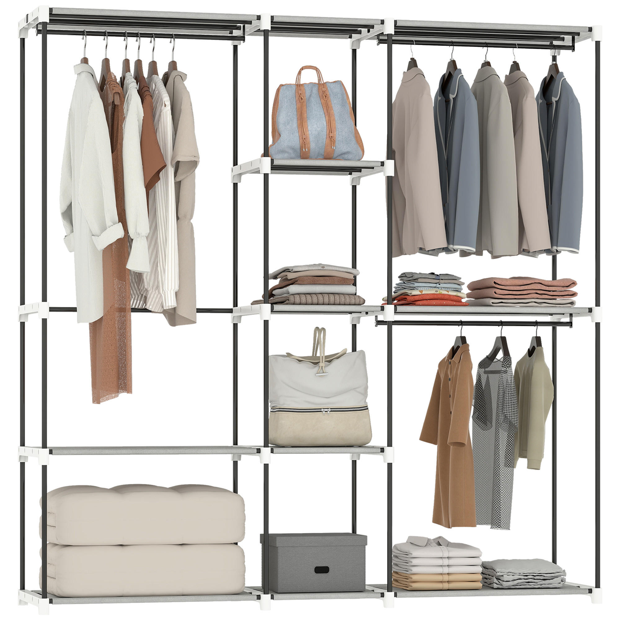 KLEIDERSCHRANK Grau 1 Stück - Grau, Metall (43/185/182cm) - GiPP