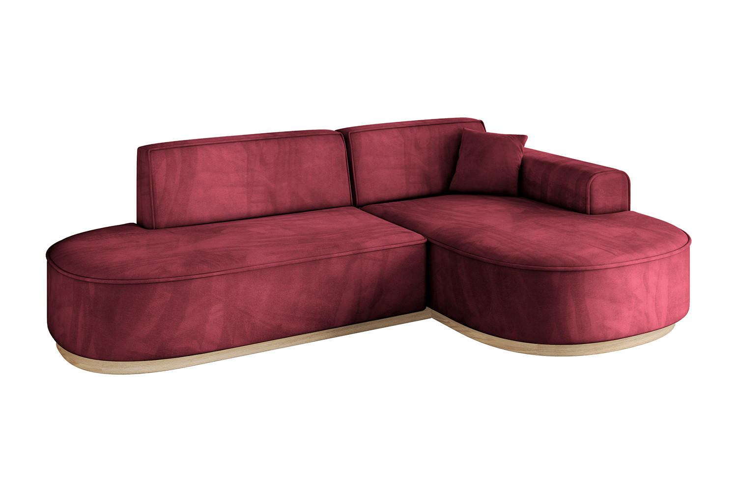 ECKSOFA Ottomane Rechts MARI-L1-v1 - 243x171x83 cm Bordeaux Velours - Bordeaux, Holzwerkstoff/Textil (171/243cm) - ALTDECOR